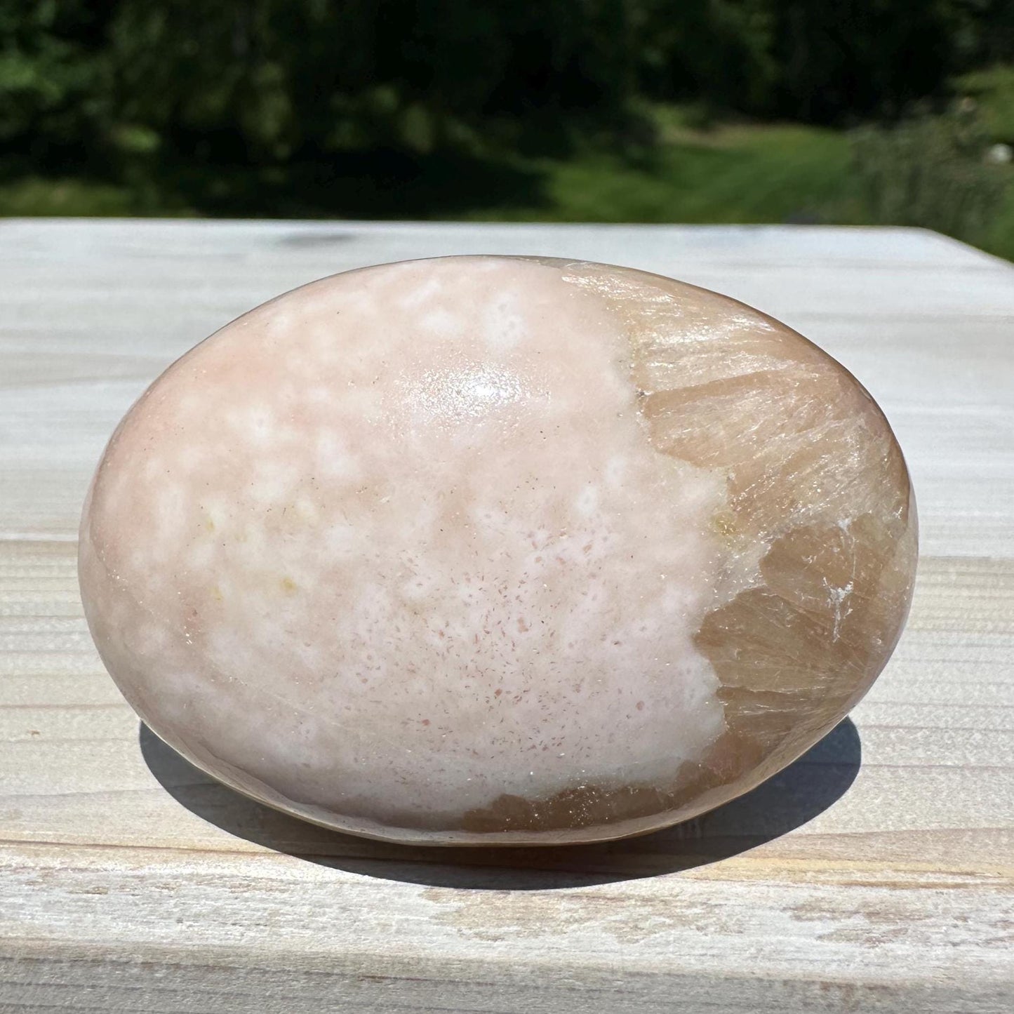 Gorgeous Polished Scolecite with Stilbite Palm Stone - #2