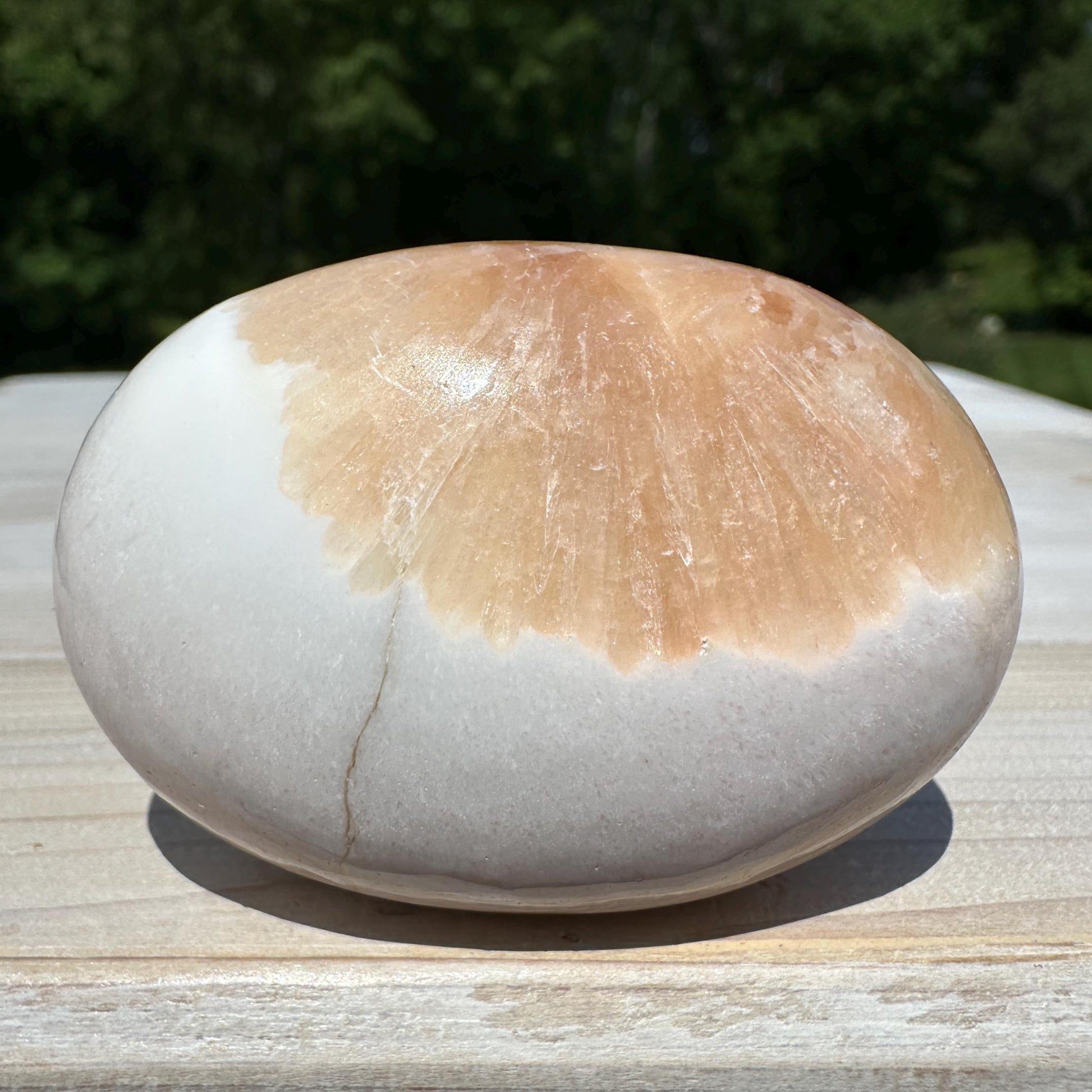 Gorgeous Polished Scolecite with Stilbite Palm Stone - #3