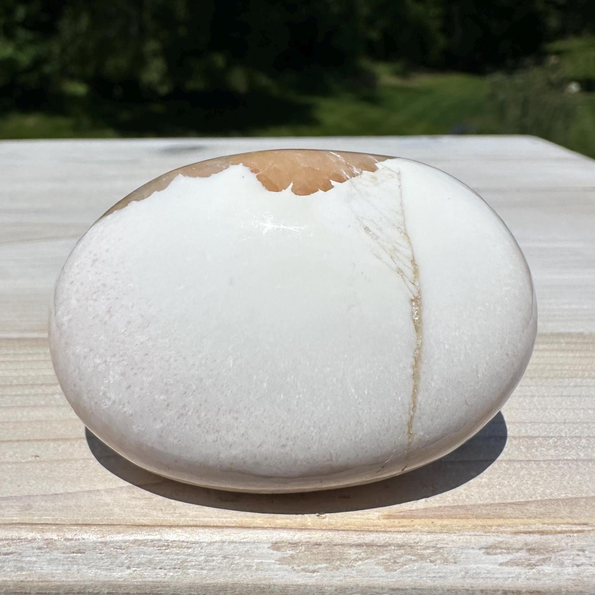 Gorgeous Polished Scolecite with Stilbite Palm Stone - #3