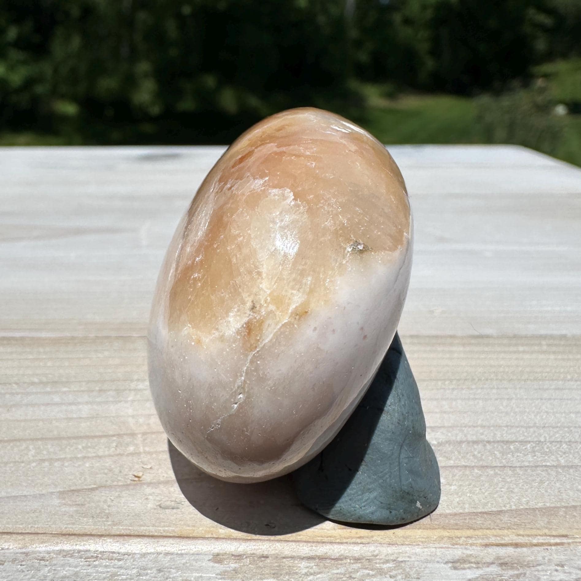 Gorgeous Polished Scolecite with Stilbite Palm Stone - #3