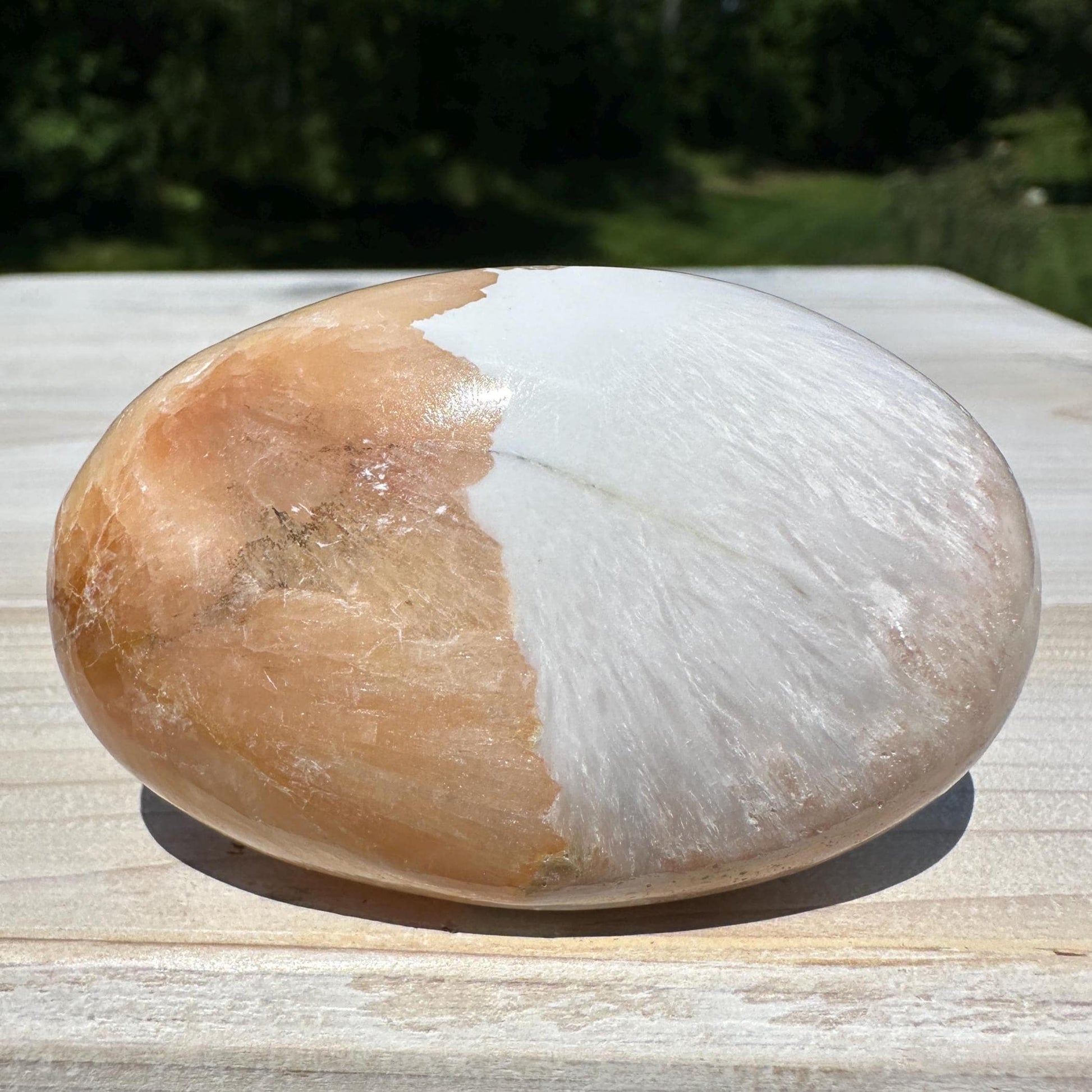 Gorgeous Polished Scolecite with Stilbite Palm Stone - #4