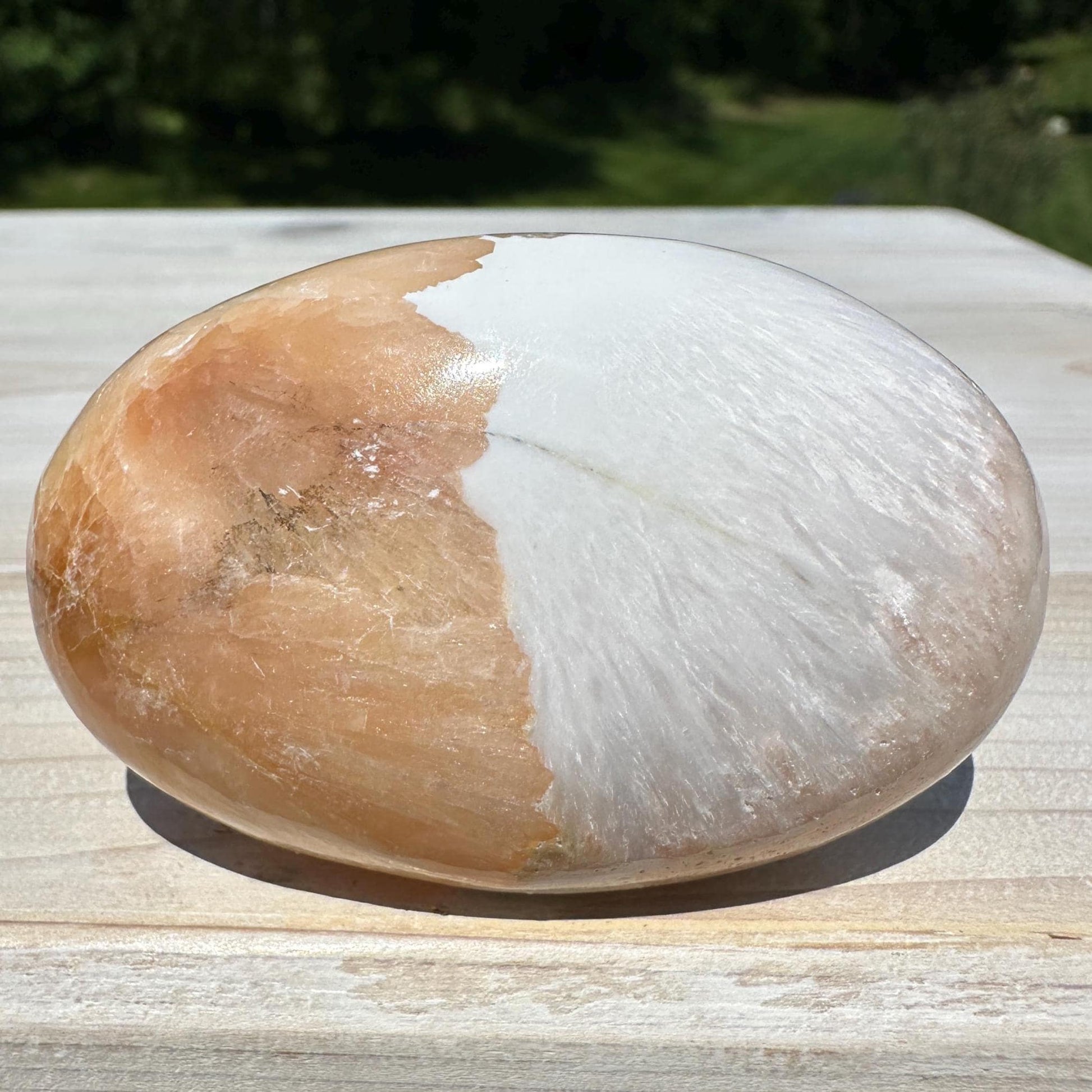 Gorgeous Polished Scolecite with Stilbite Palm Stone - #4