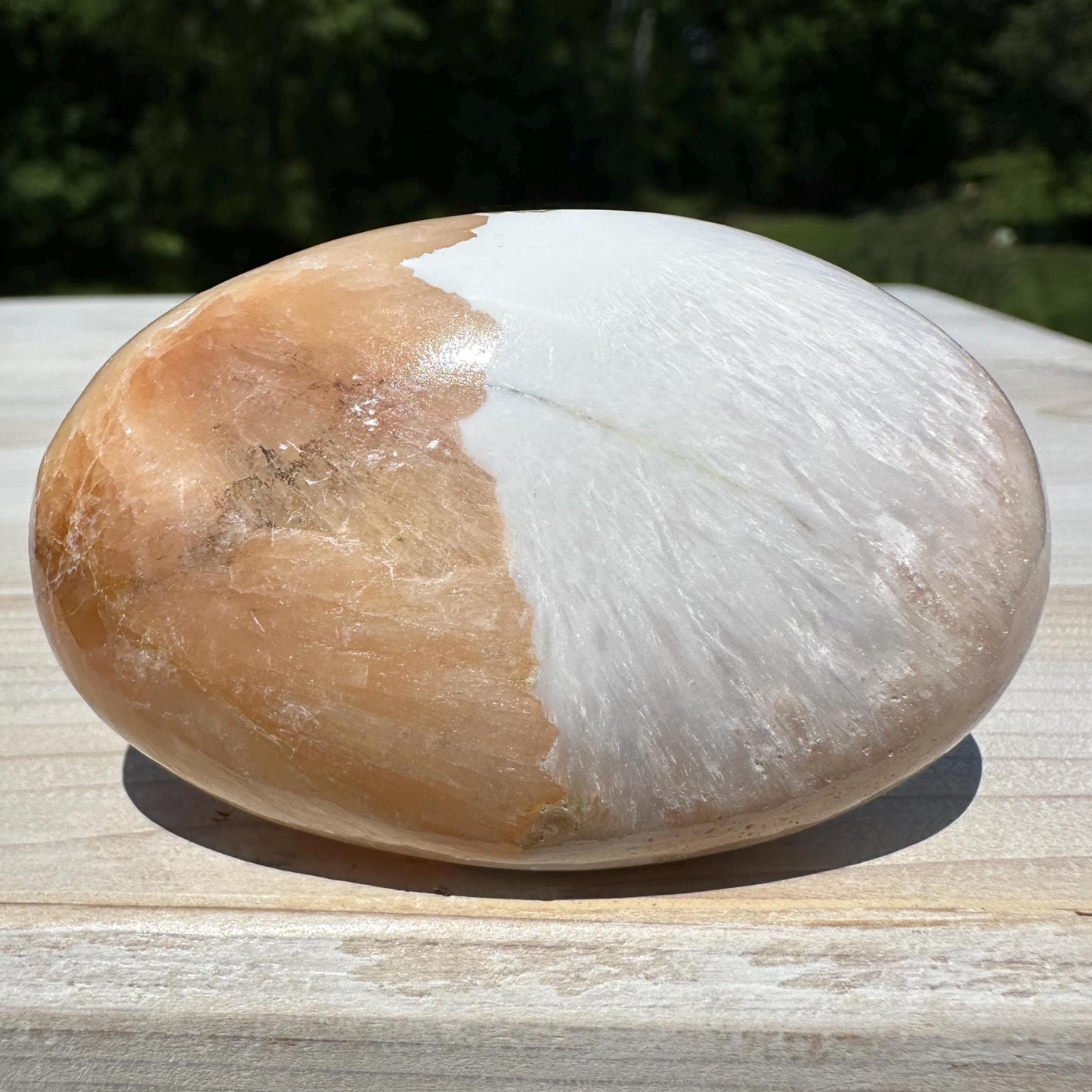 Gorgeous Polished Scolecite with Stilbite Palm Stone - #4