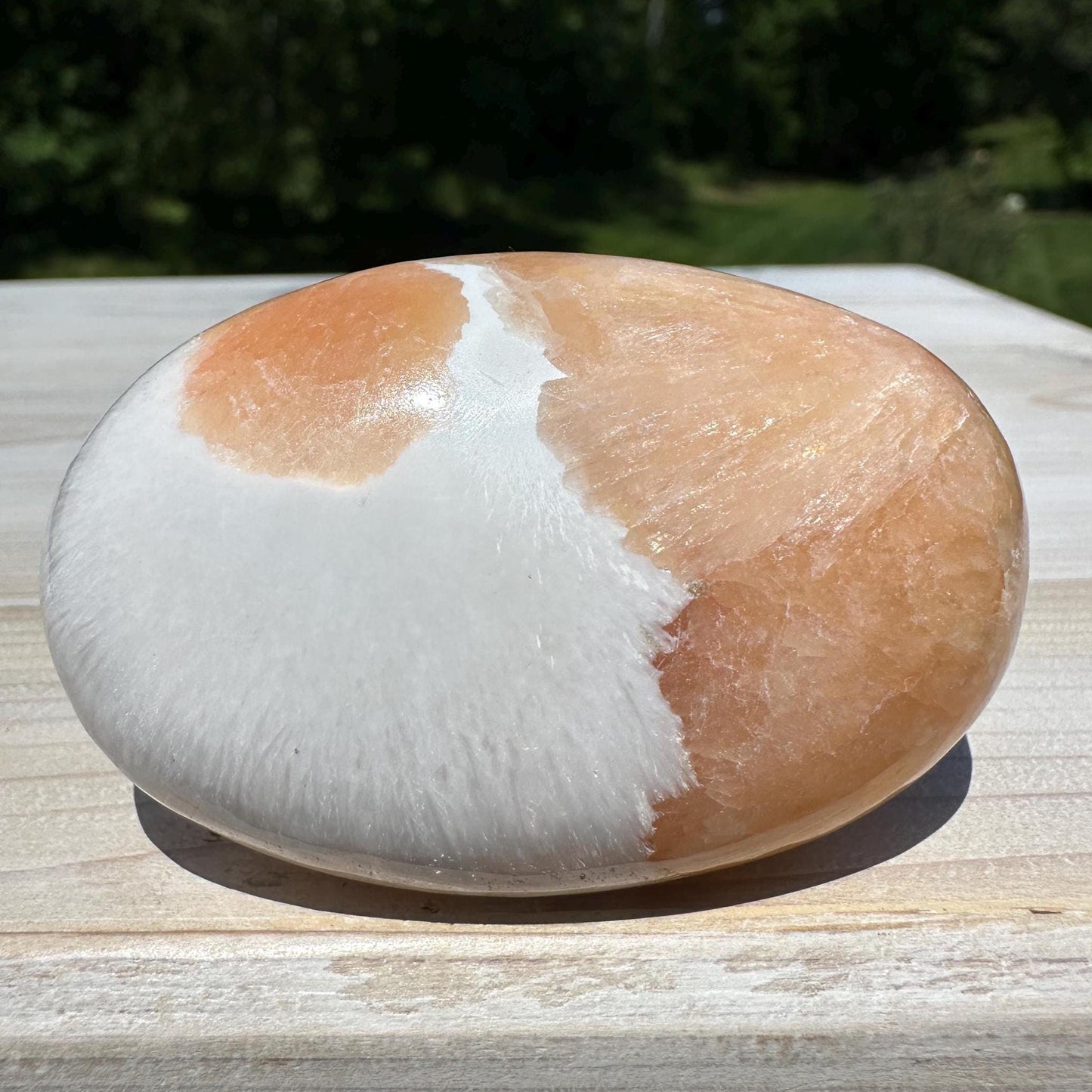 Gorgeous Polished Scolecite with Stilbite Palm Stone - #4