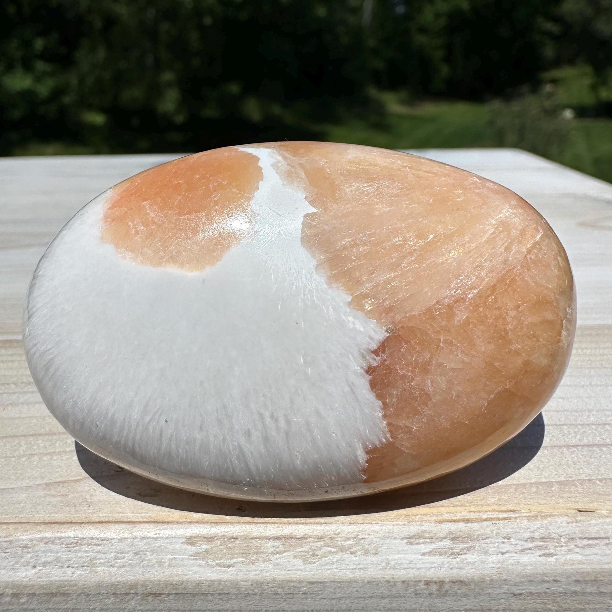 Gorgeous Polished Scolecite with Stilbite Palm Stone - #4