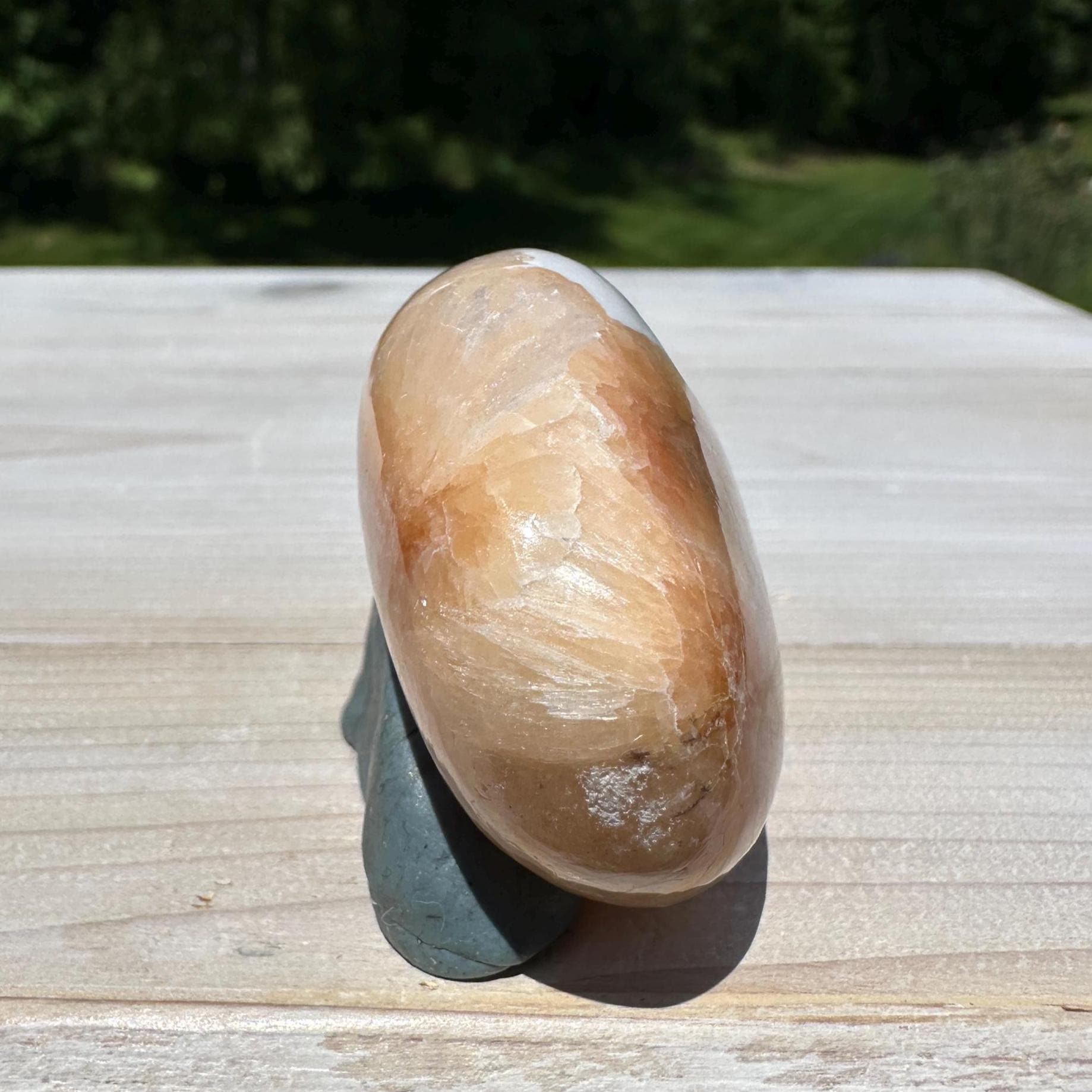 Gorgeous Polished Scolecite with Stilbite Palm Stone - #4