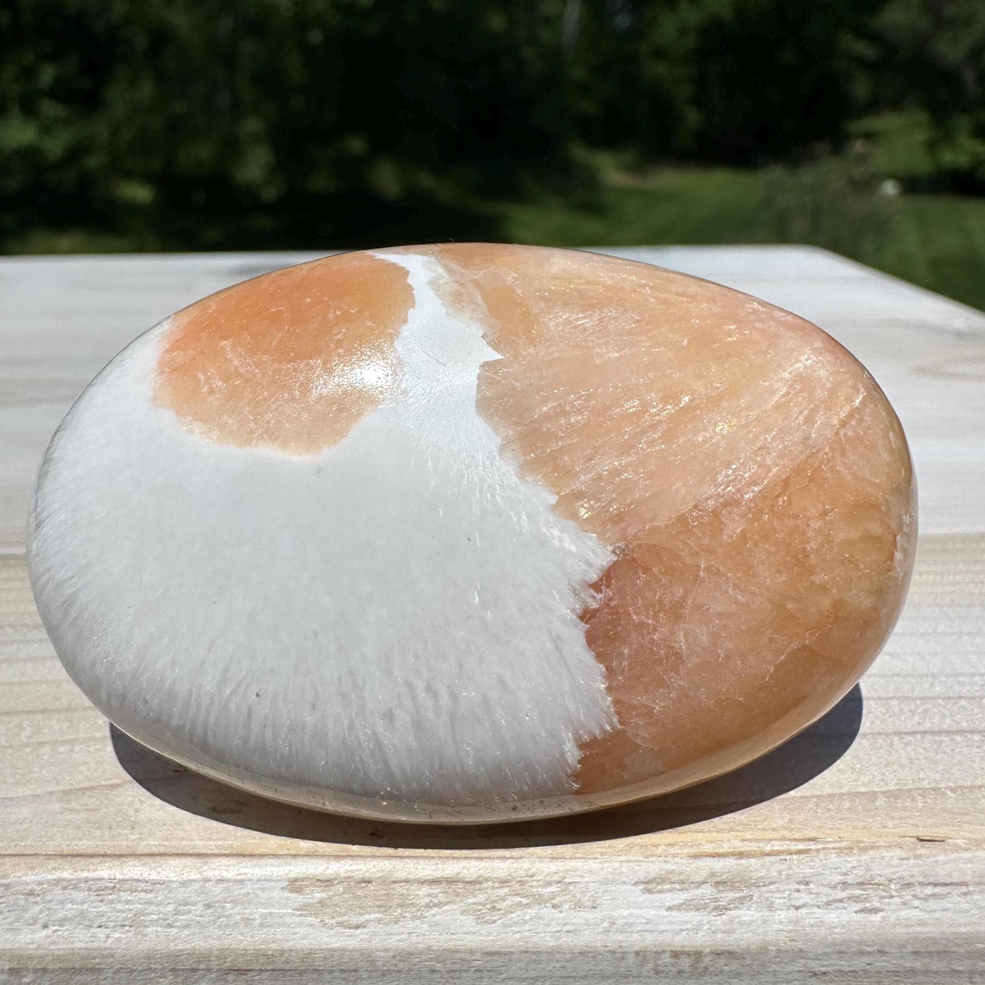 Gorgeous Polished Scolecite with Stilbite Palm Stone - #4