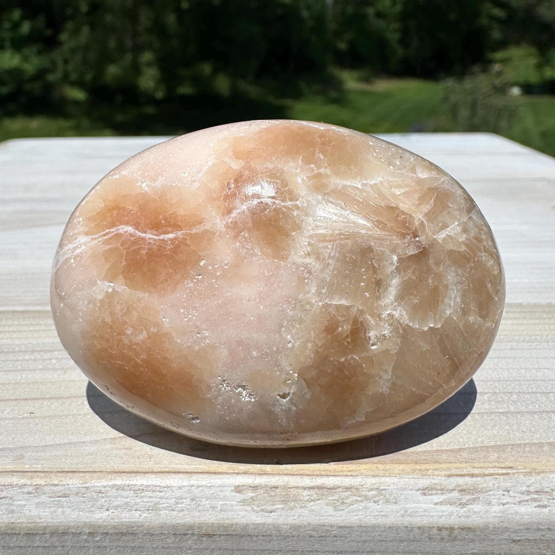 Gorgeous Polished Scolecite with Stilbite Palm Stone - #1