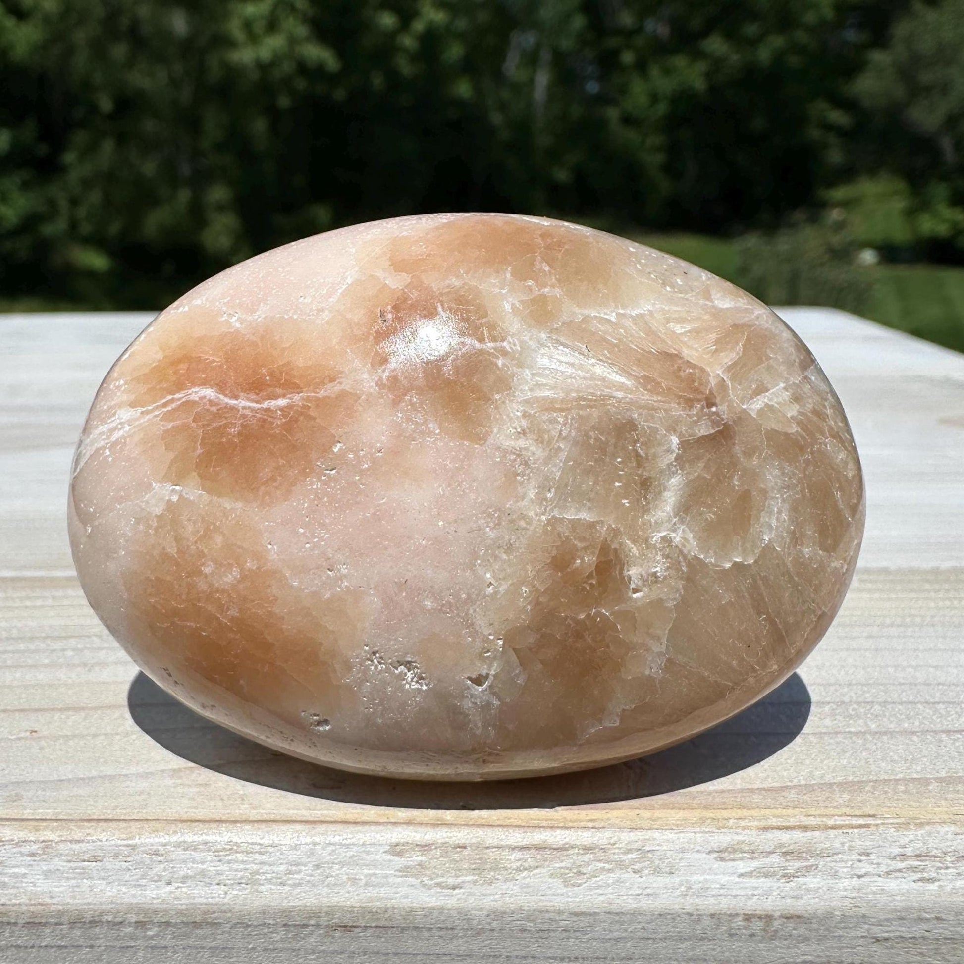Gorgeous Polished Scolecite with Stilbite Palm Stone - #1