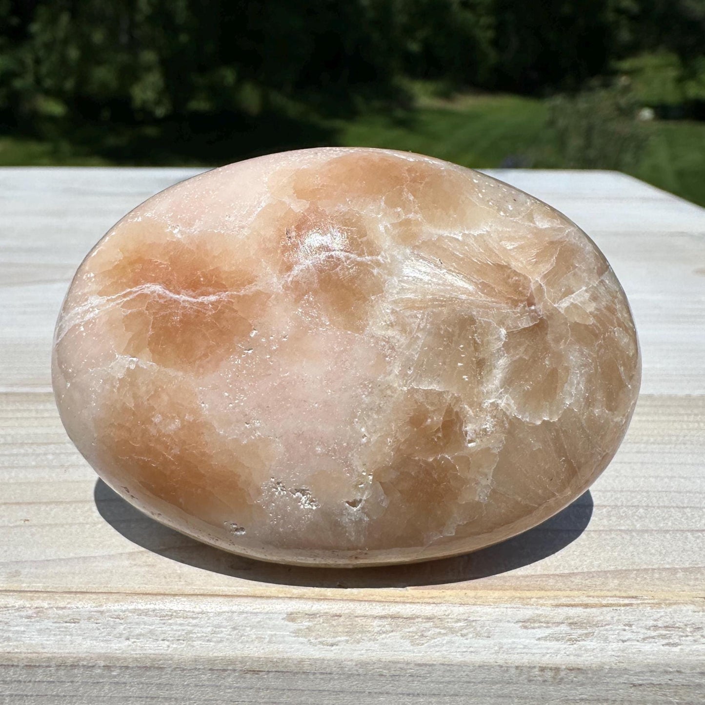 Gorgeous Polished Scolecite with Stilbite Palm Stone - #1