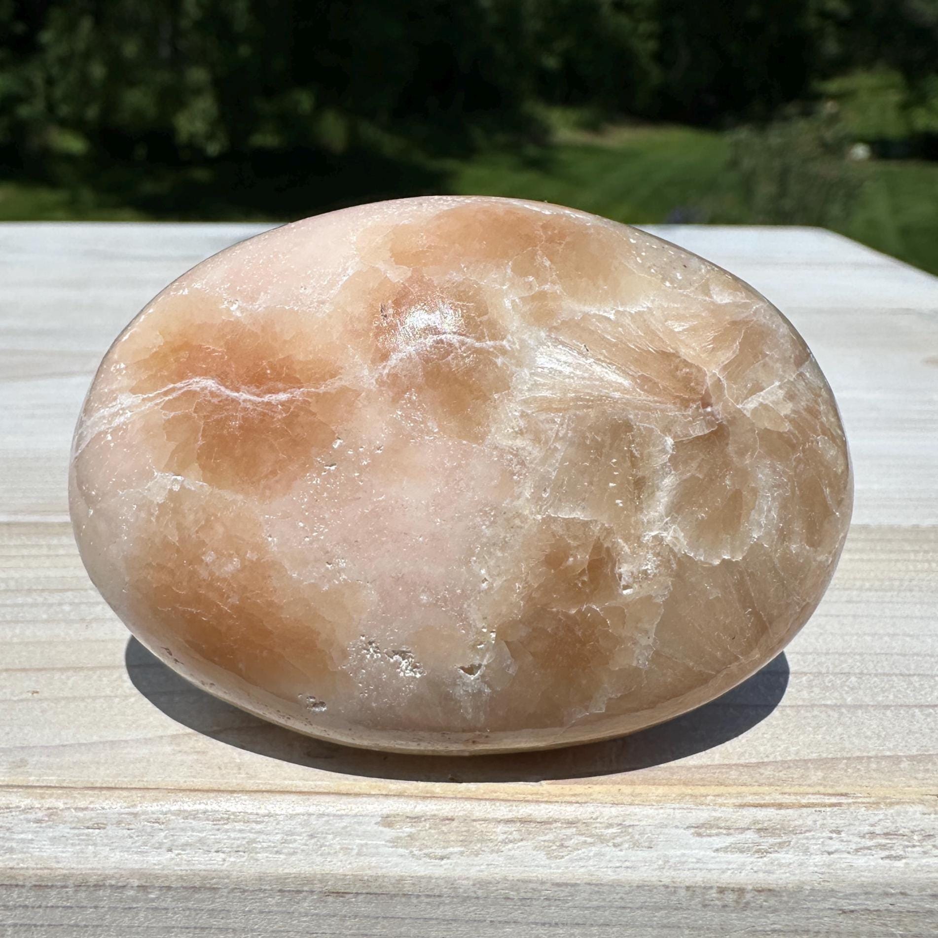 Gorgeous Polished Scolecite with Stilbite Palm Stone - #1