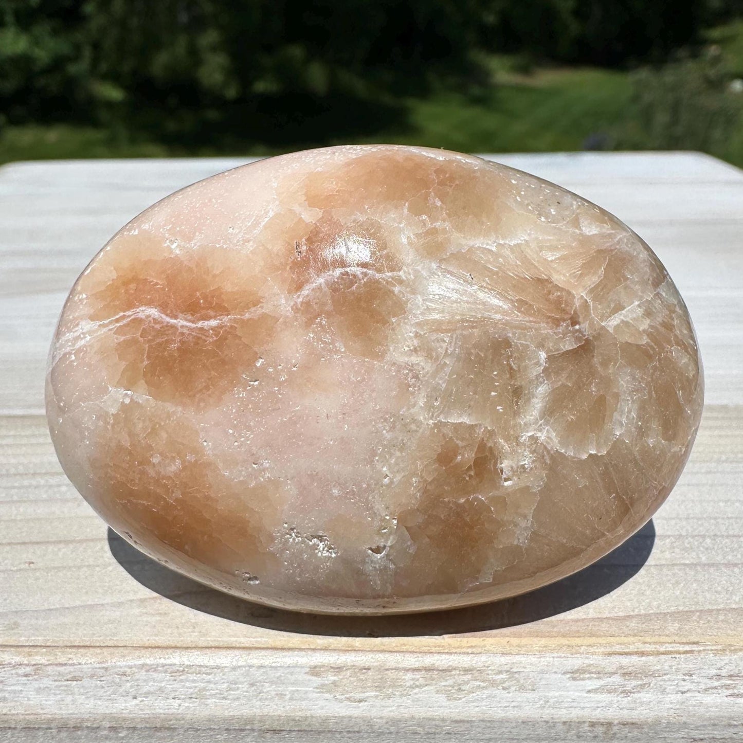 Gorgeous Polished Scolecite with Stilbite Palm Stone - #1