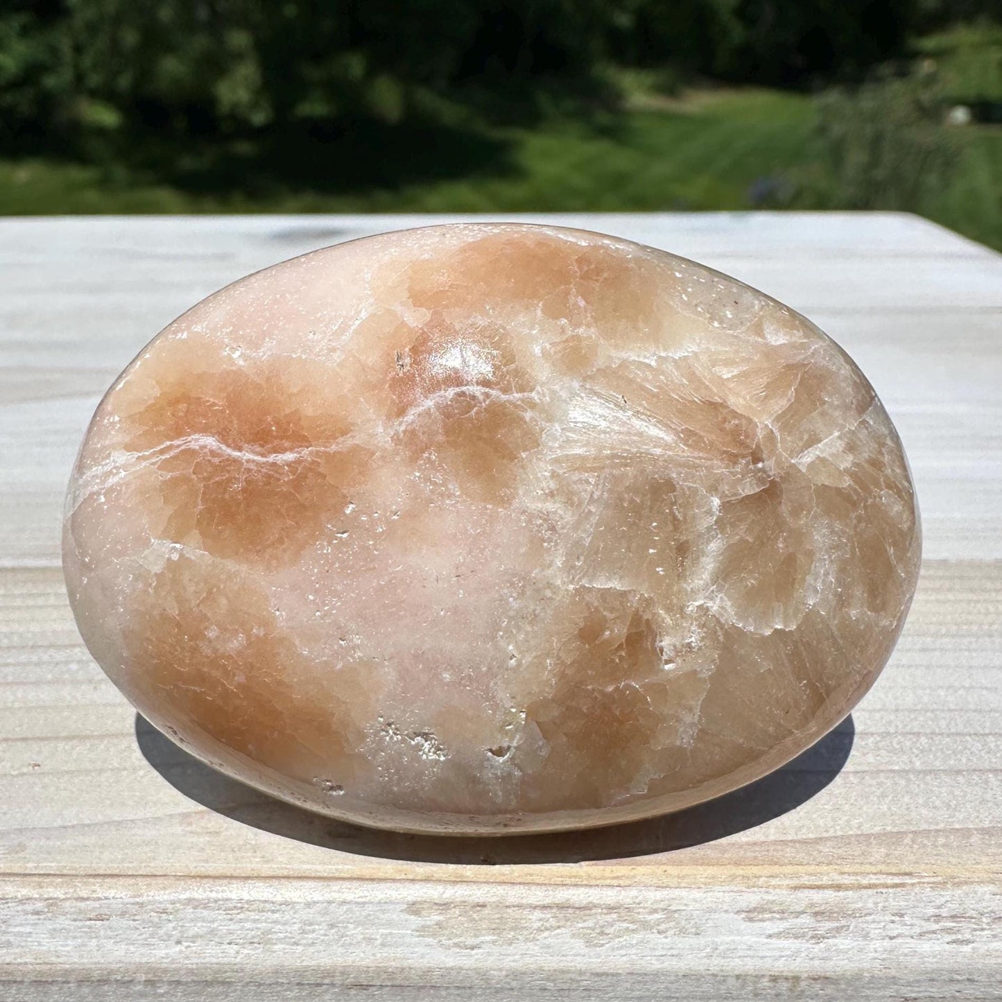 Gorgeous Polished Scolecite with Stilbite Palm Stone - #1