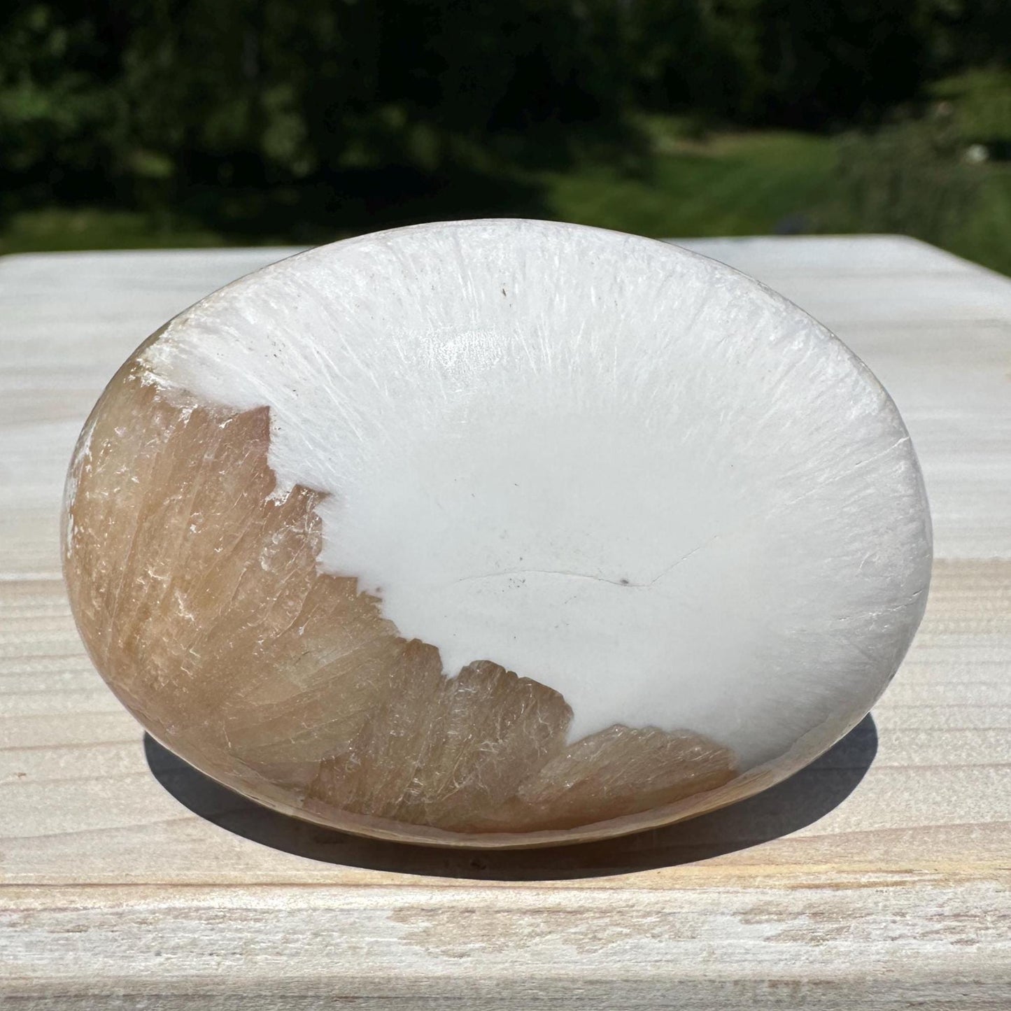 Gorgeous Polished Scolecite with Stilbite Palm Stone - #1