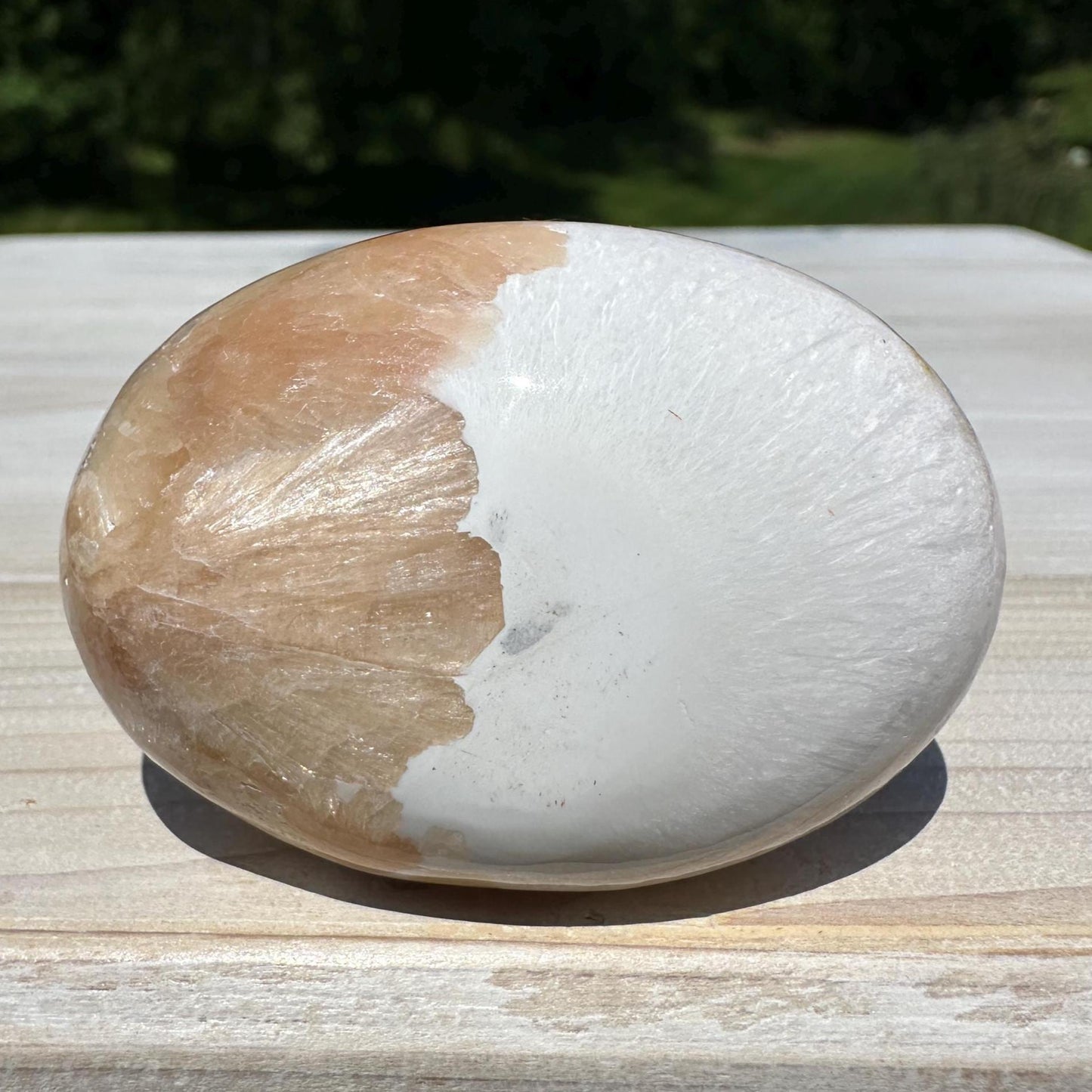 Gorgeous Polished Scolecite with Stilbite Palm Stone - #2
