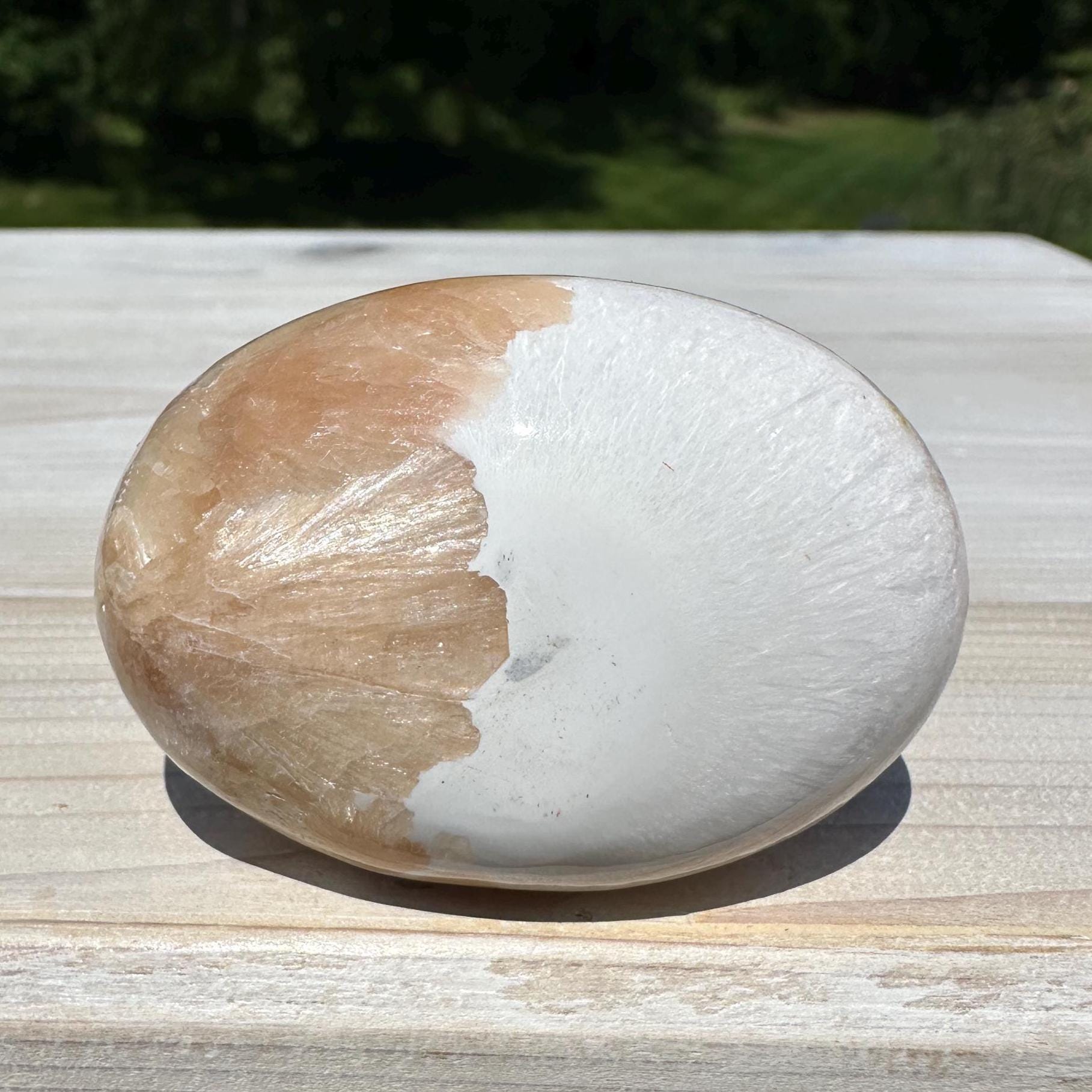 Gorgeous Polished Scolecite with Stilbite Palm Stone - #2