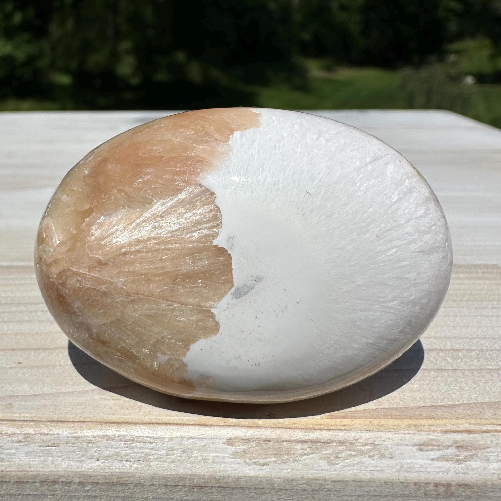Gorgeous Polished Scolecite with Stilbite Palm Stone - #2
