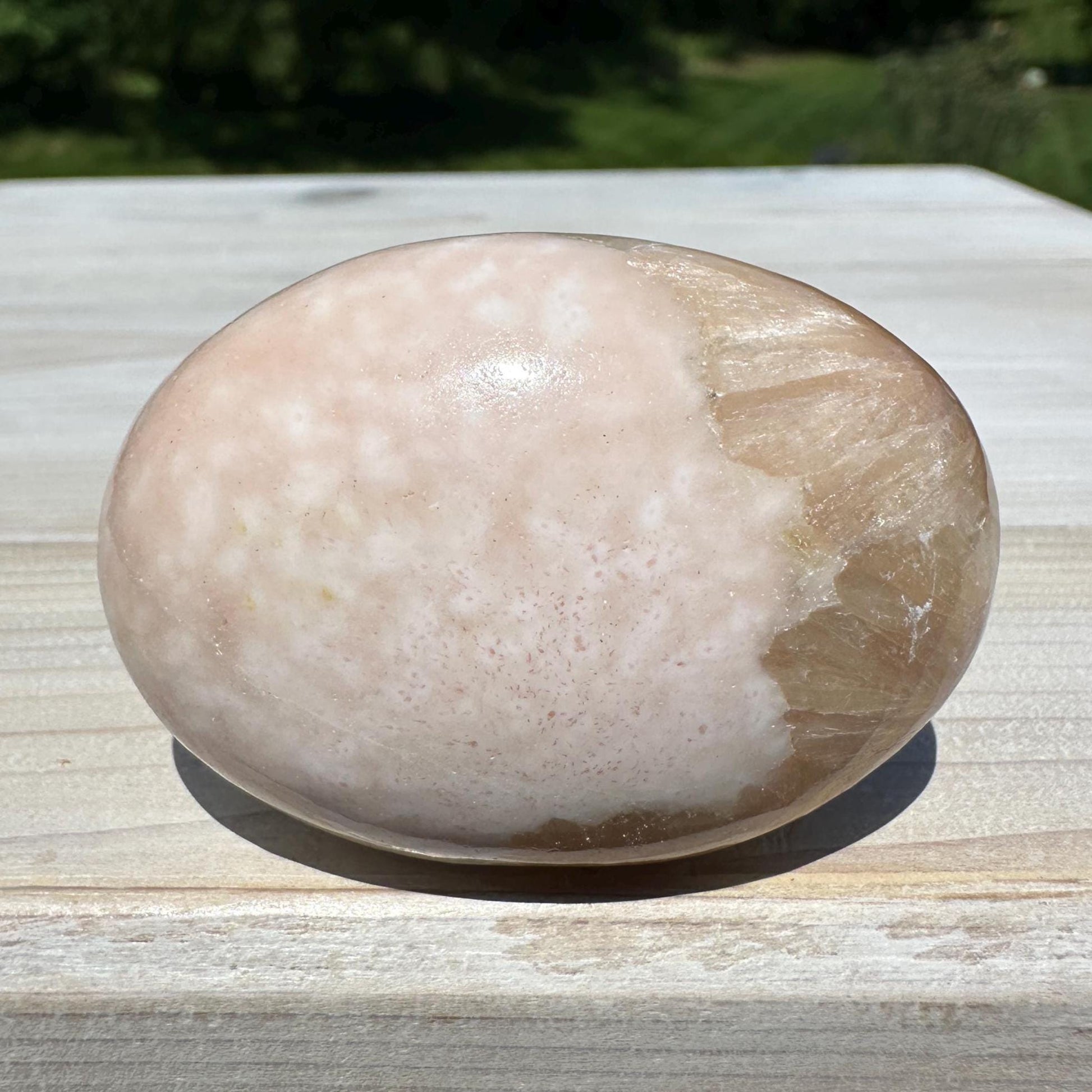 Gorgeous Polished Scolecite with Stilbite Palm Stone - #2