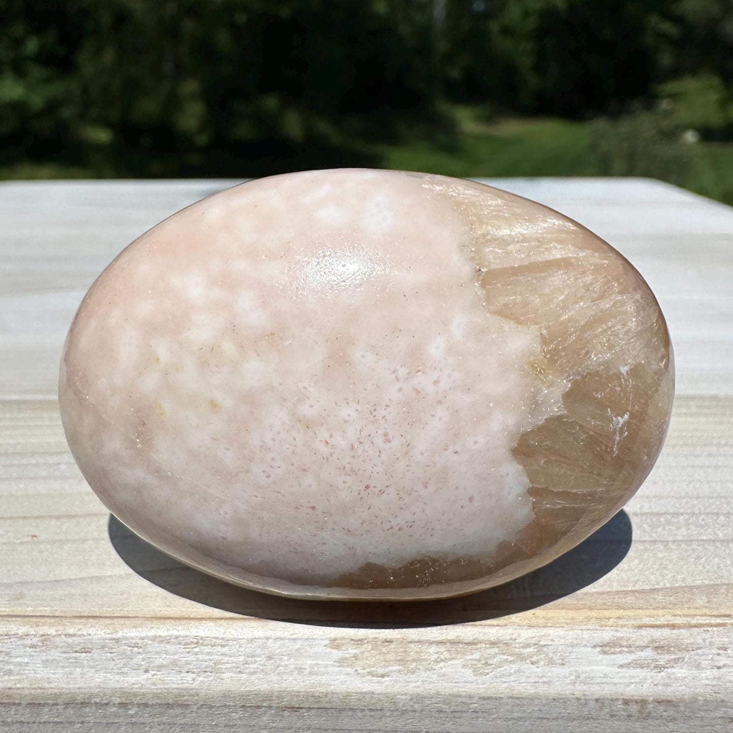 Gorgeous Polished Scolecite with Stilbite Palm Stone - #2