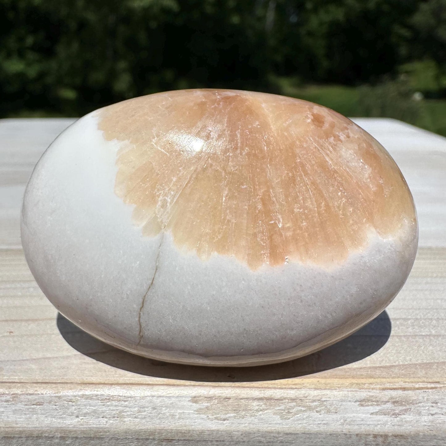 Gorgeous Polished Scolecite with Stilbite Palm Stone - #3