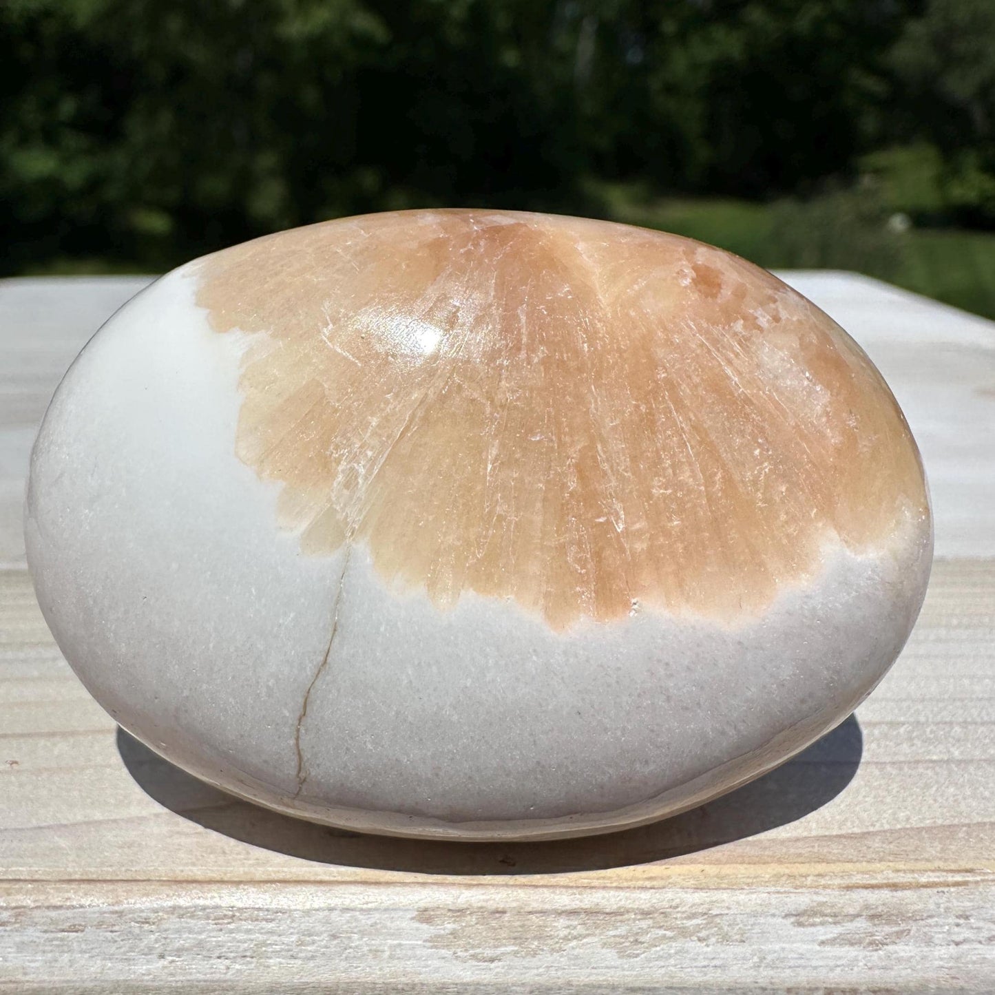 Gorgeous Polished Scolecite with Stilbite Palm Stone - #3