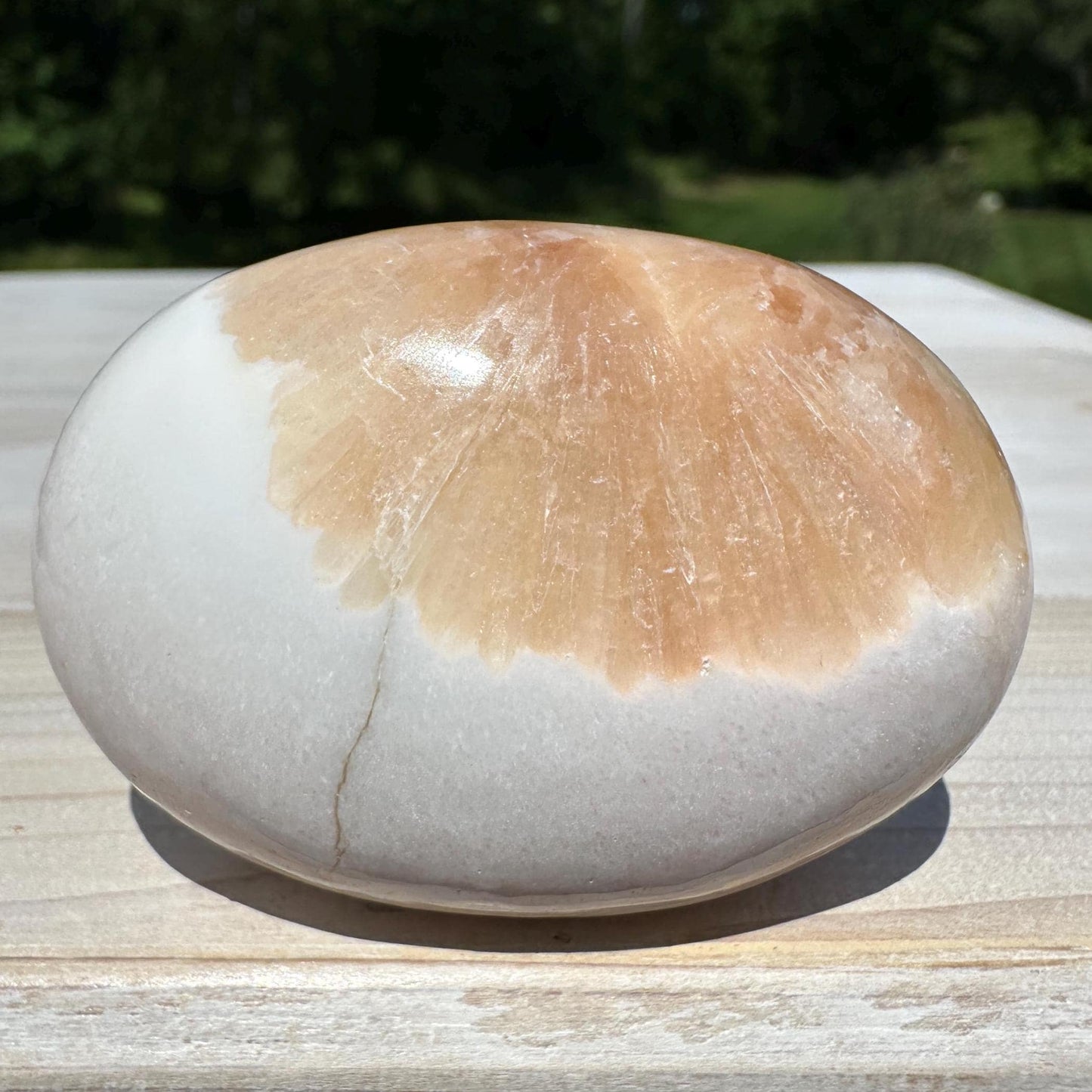 Gorgeous Polished Scolecite with Stilbite Palm Stone - #3