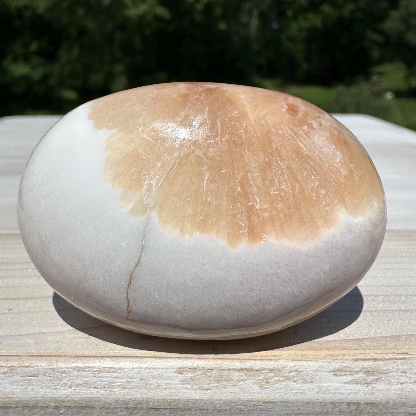 Gorgeous Polished Scolecite with Stilbite Palm Stone - #3