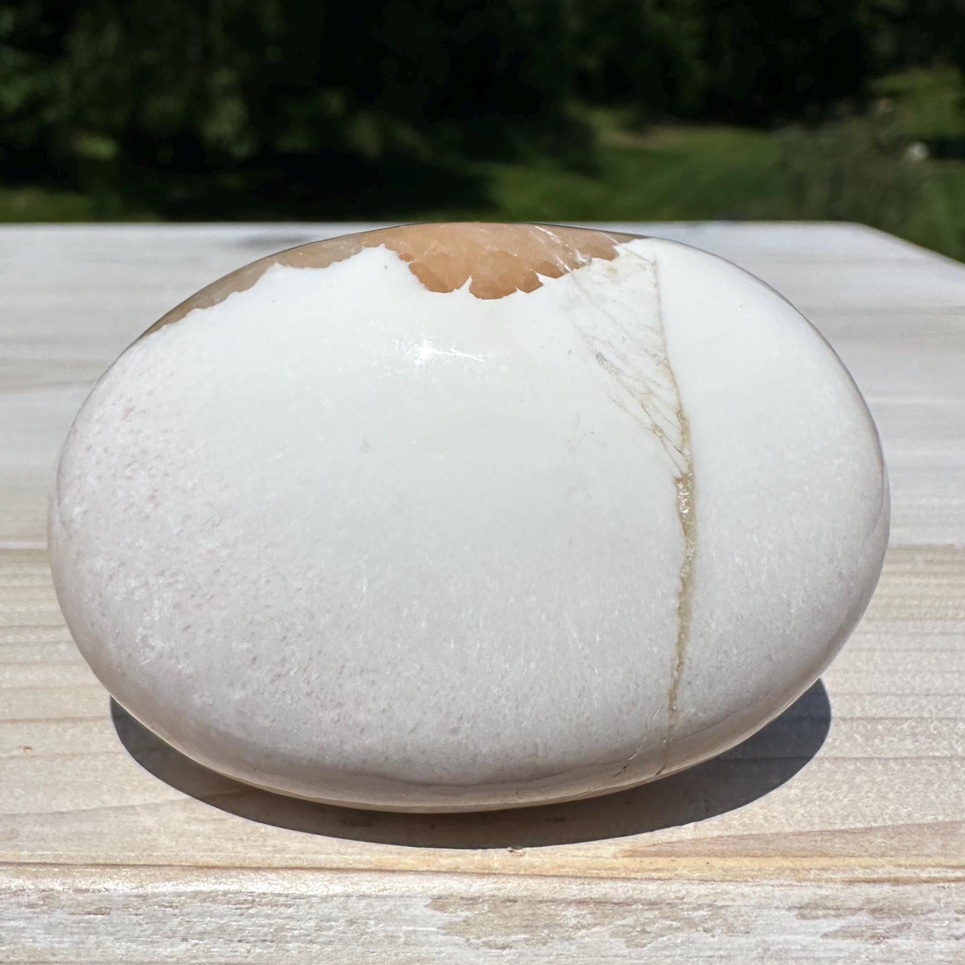 Gorgeous Polished Scolecite with Stilbite Palm Stone - #3