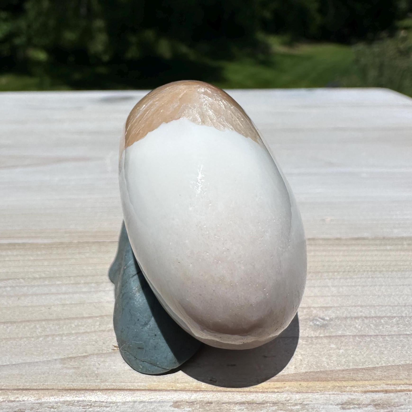 Gorgeous Polished Scolecite with Stilbite Palm Stone - #3