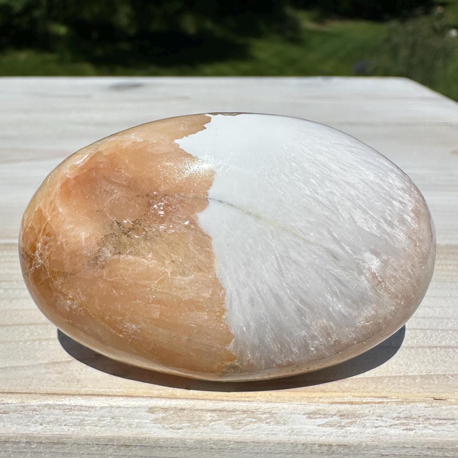 Gorgeous Polished Scolecite with Stilbite Palm Stone - #4