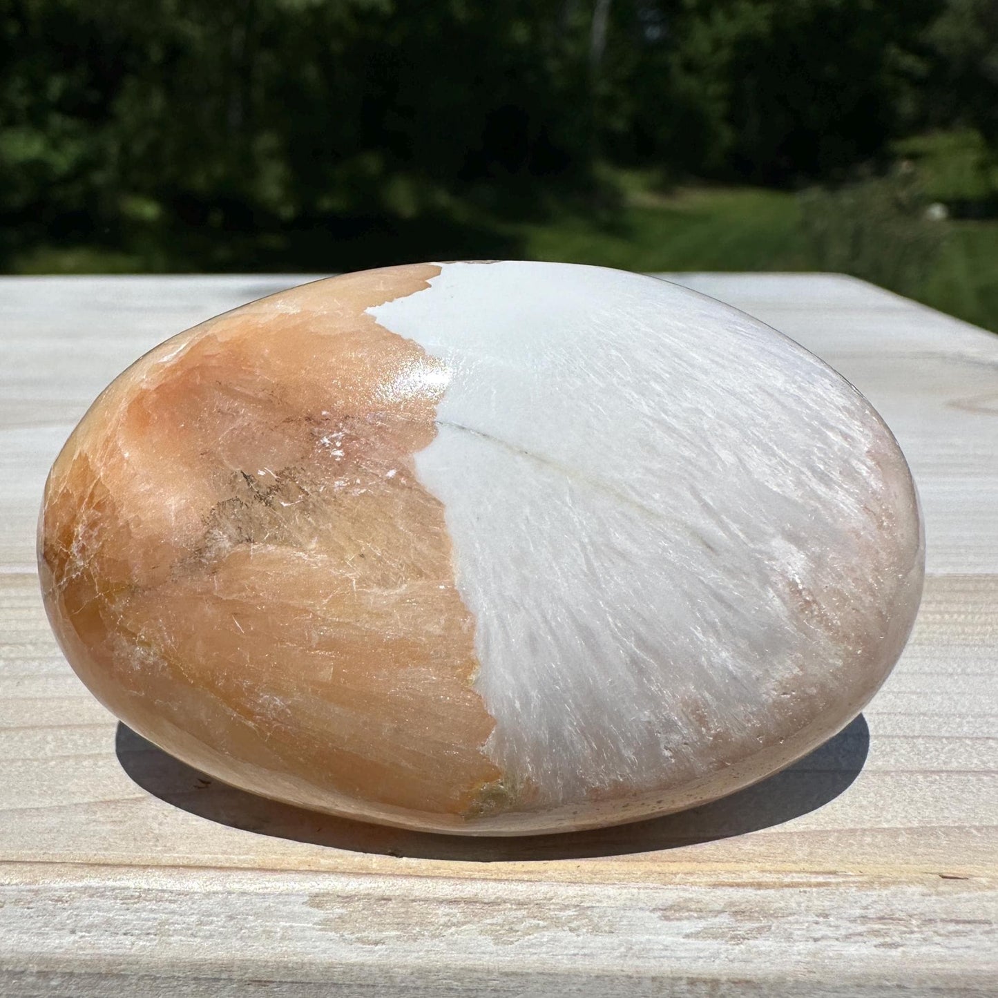 Gorgeous Polished Scolecite with Stilbite Palm Stone - #4
