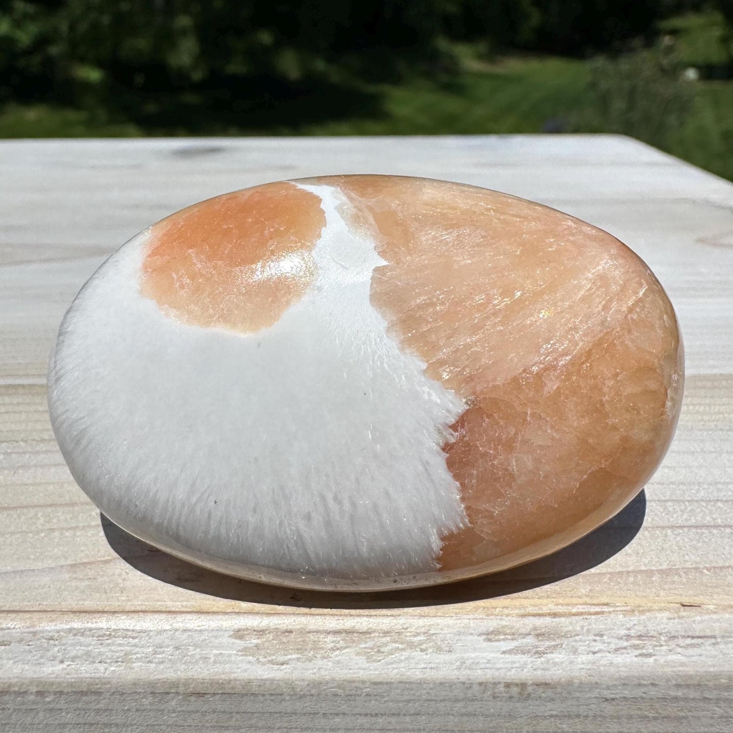 Gorgeous Polished Scolecite with Stilbite Palm Stone - #4