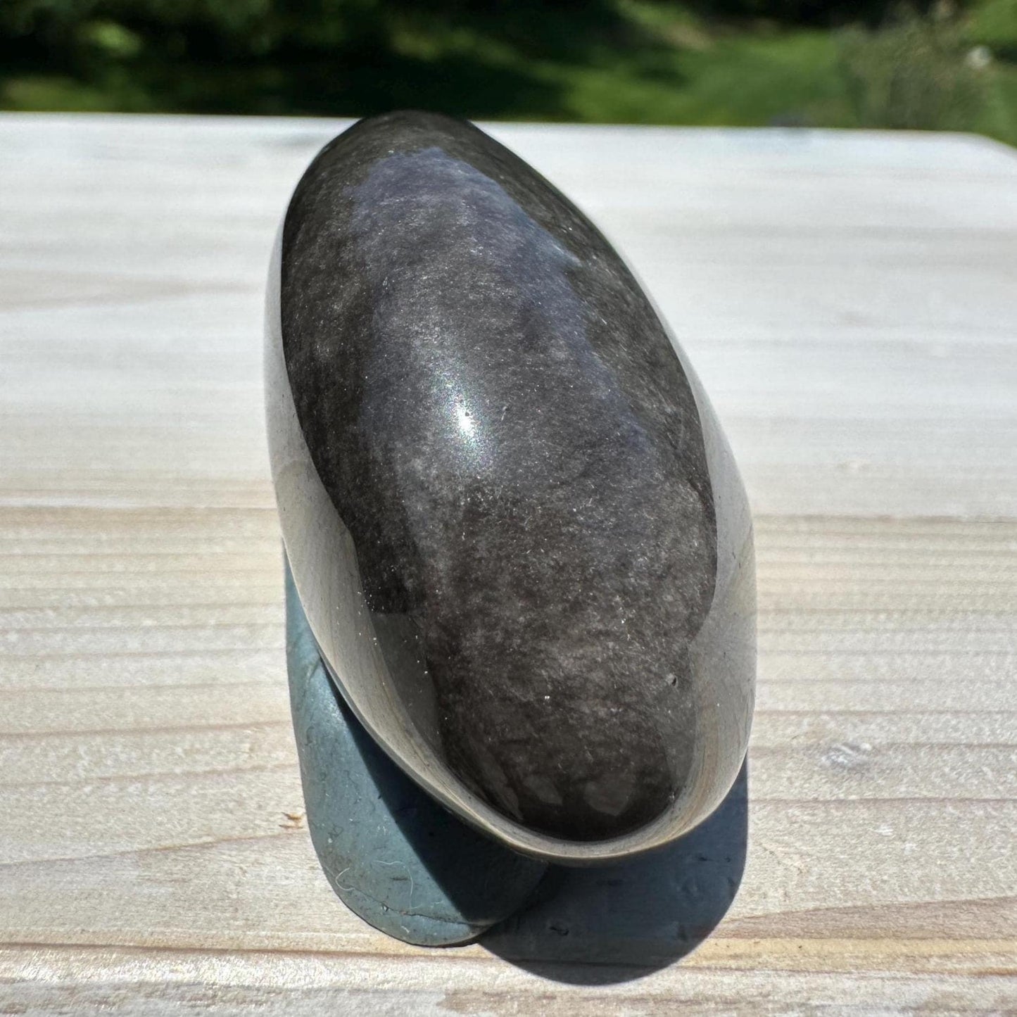 Silver Sheen Obsidian Palm Stone from Mexico - #4
