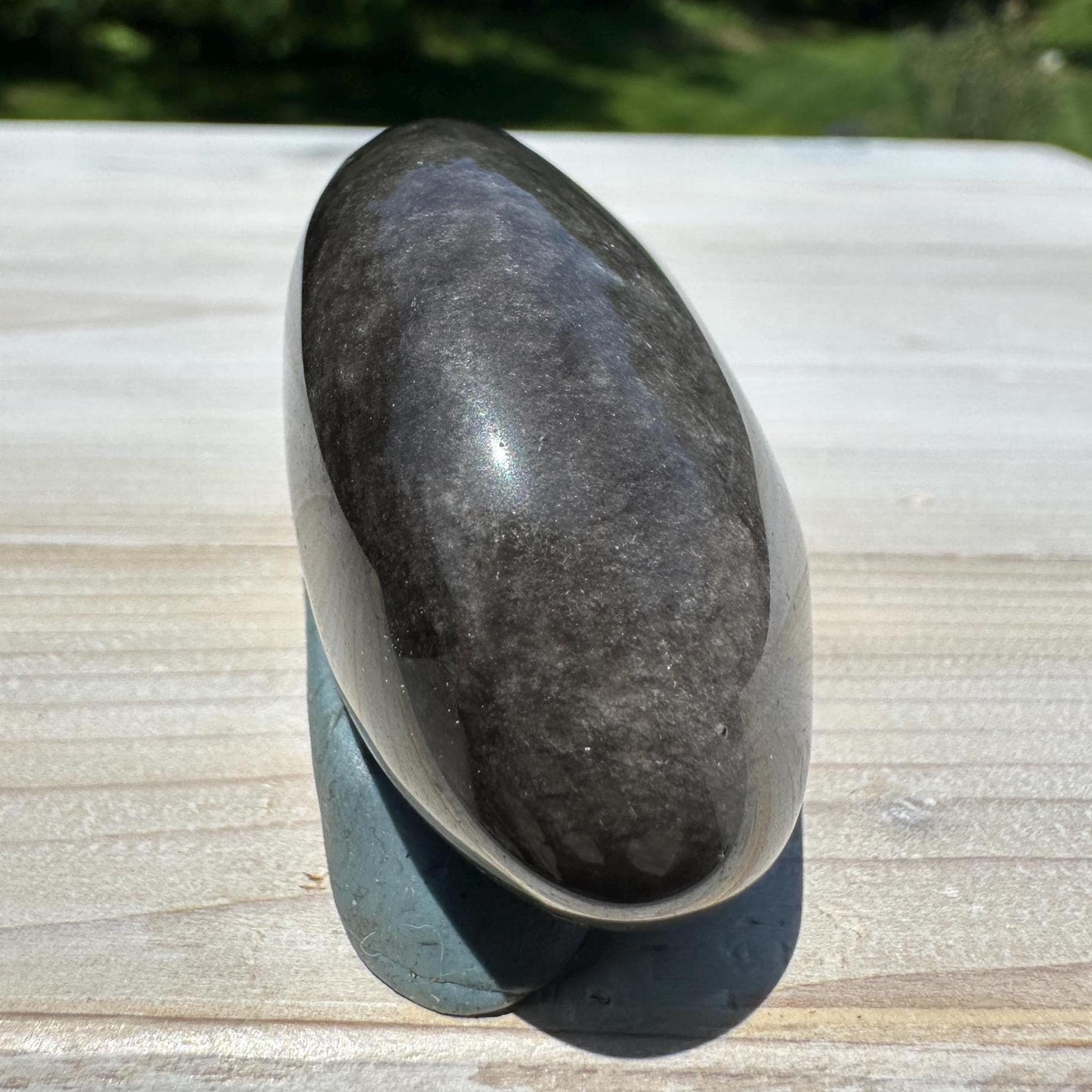 Silver Sheen Obsidian Palm Stone from Mexico - #4