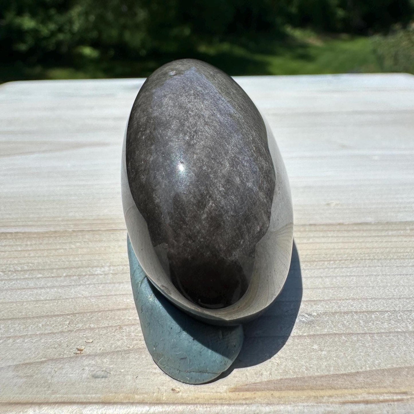 Silver Sheen Obsidian Palm Stone from Mexico - #5