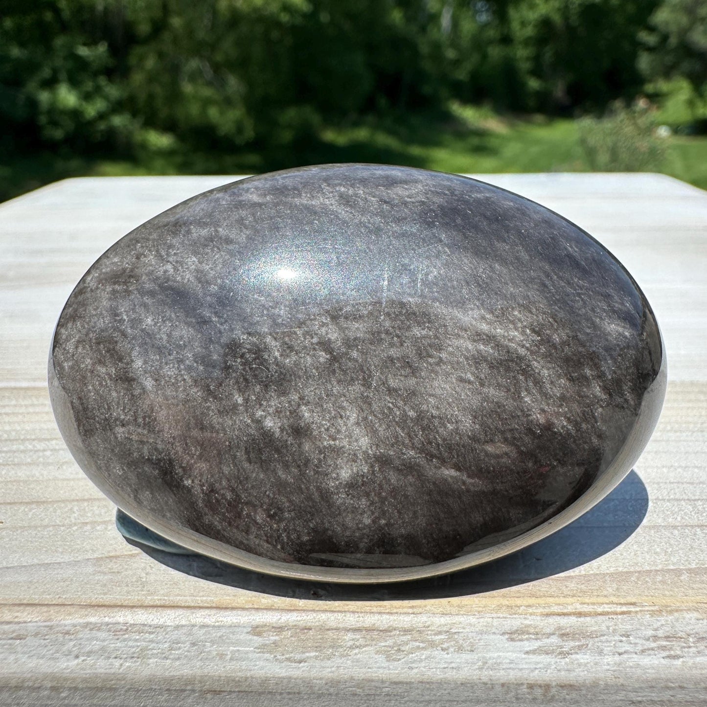 Silver Sheen Obsidian Palm Stone from Mexico - #6