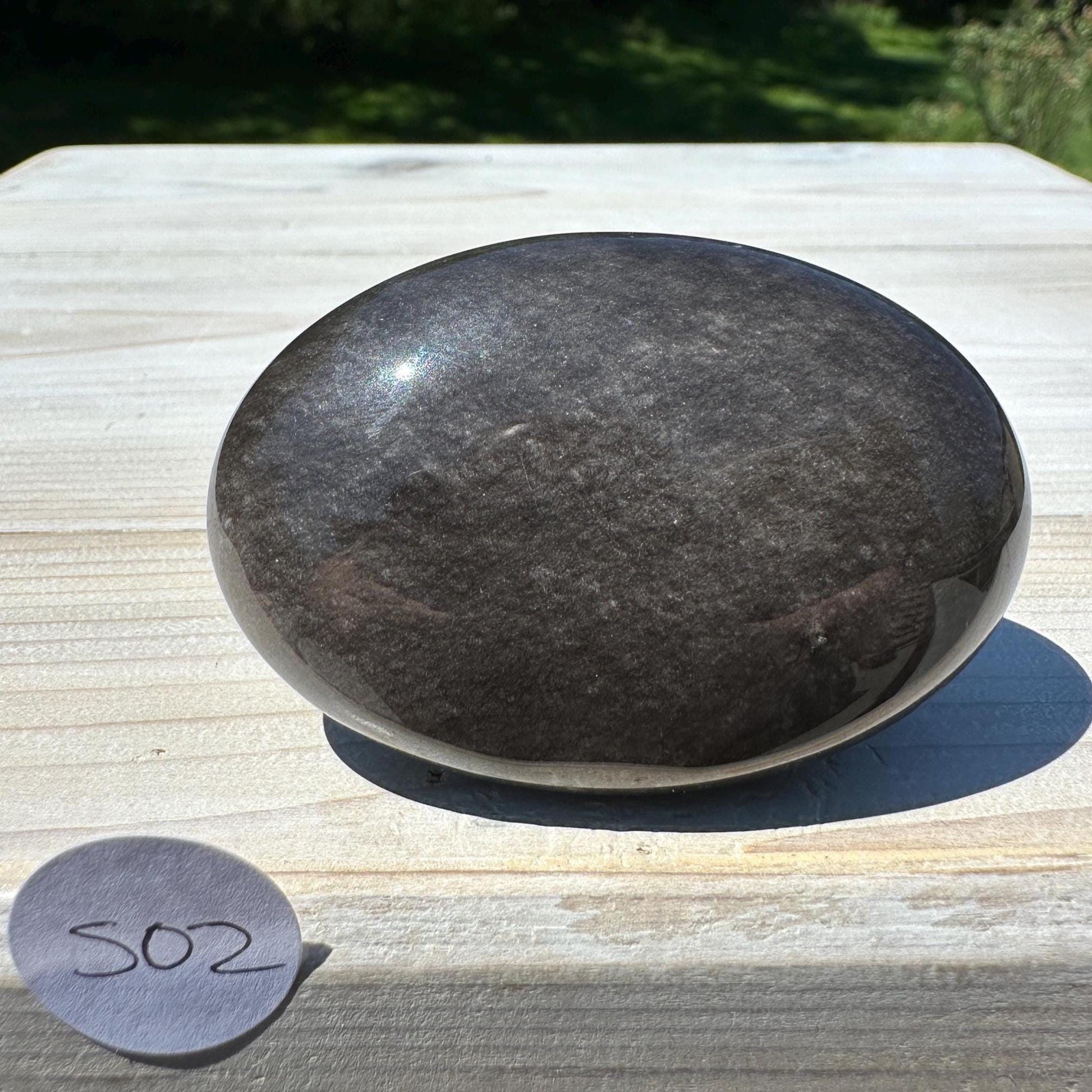 Silver Sheen Obsidian Palm Stone from Mexico - #2