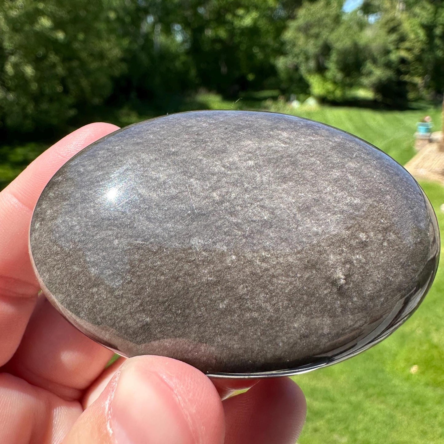 Silver Sheen Obsidian Palm Stone from Mexico - #2