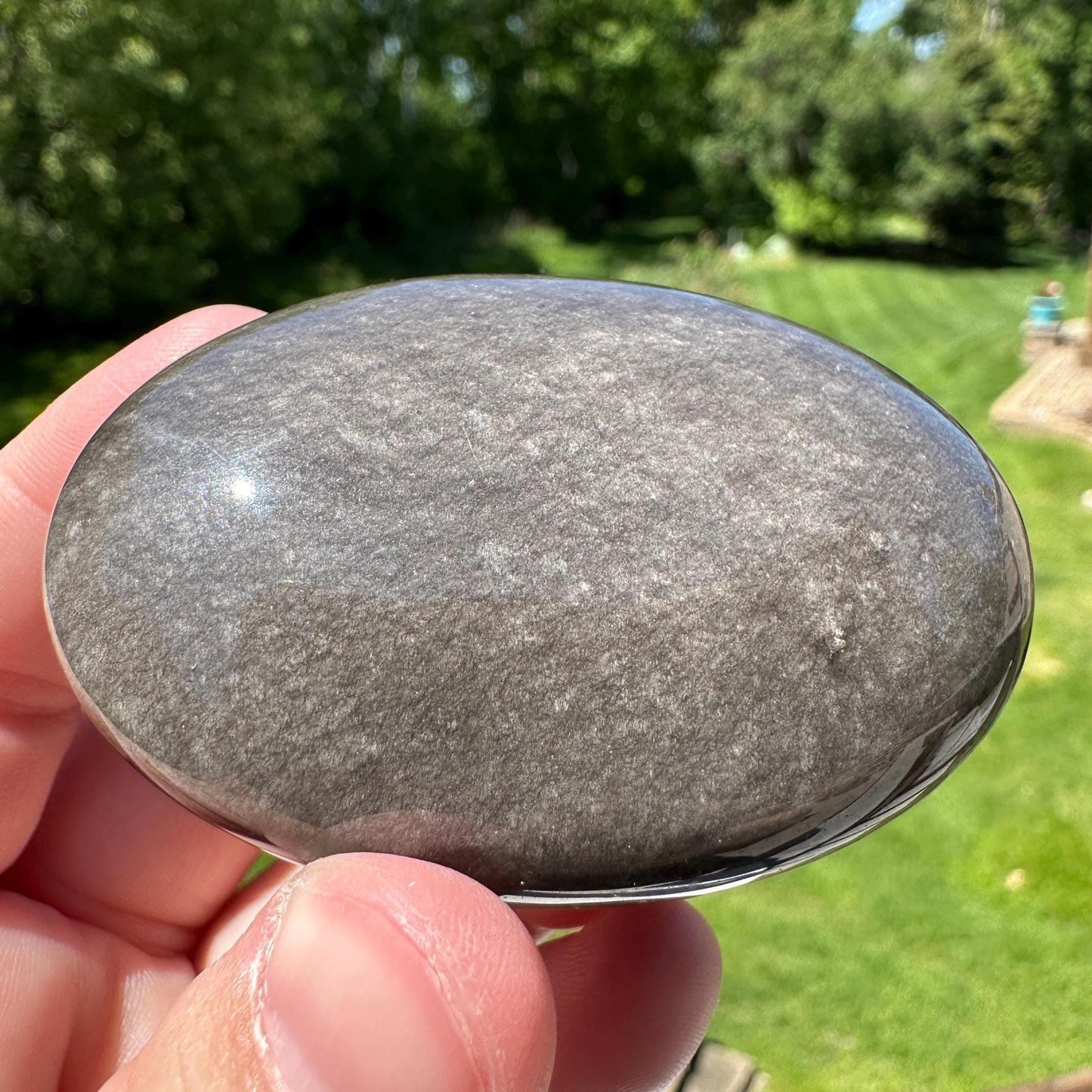 Silver Sheen Obsidian Palm Stone from Mexico - #2