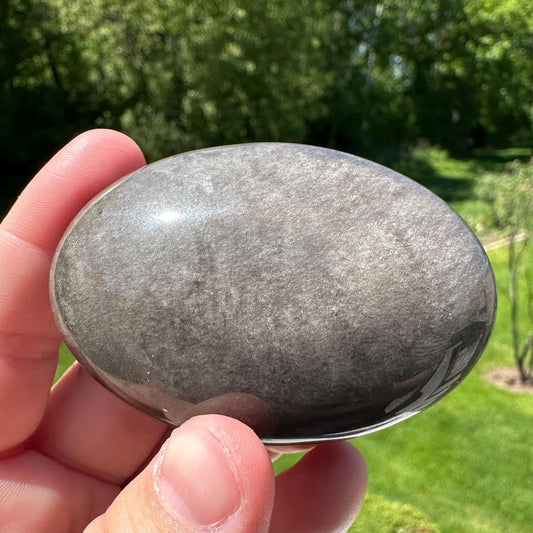 Silver Sheen Obsidian Palm Stone from Mexico - #3
