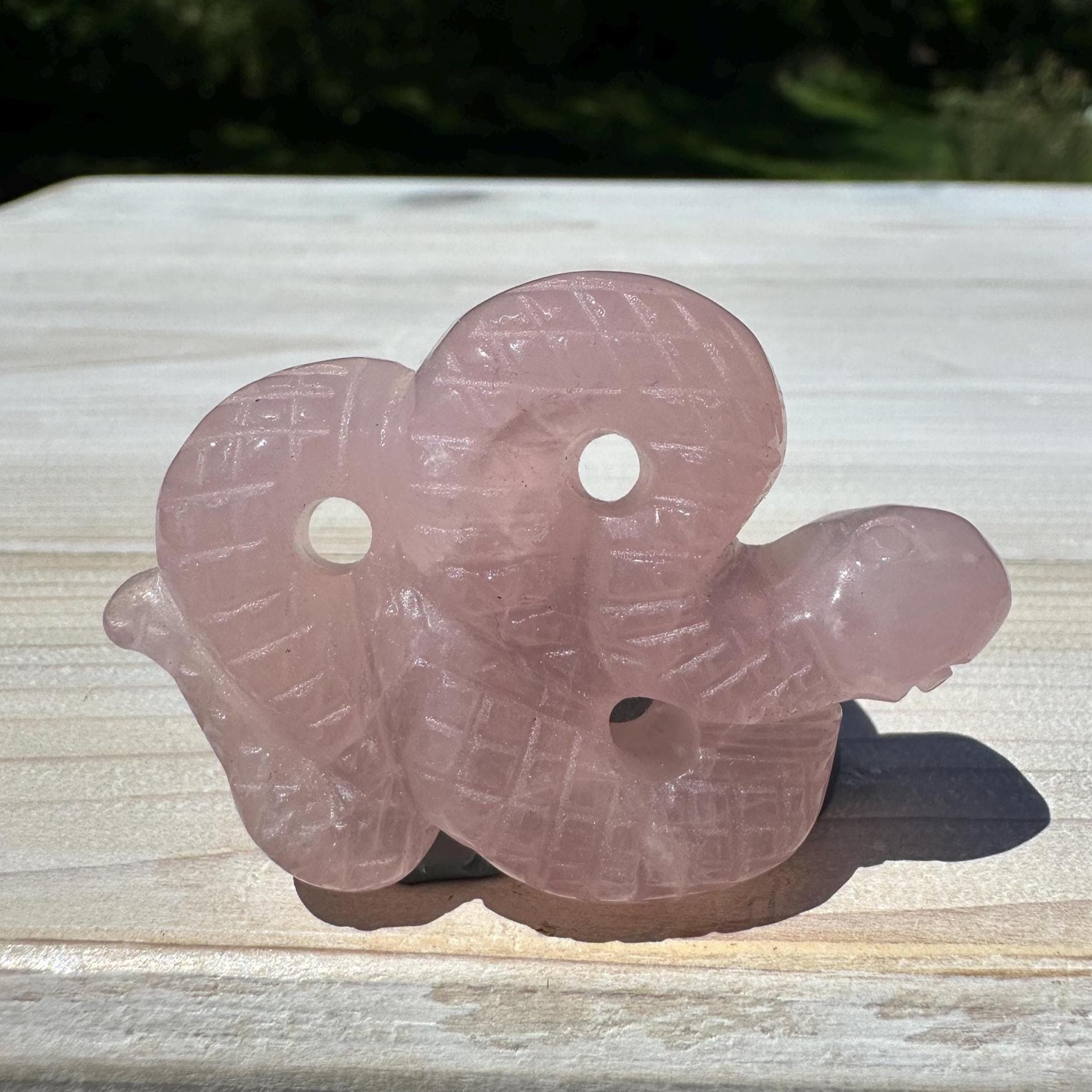 Gorgeous Rose Quartz Snake Carving - #1