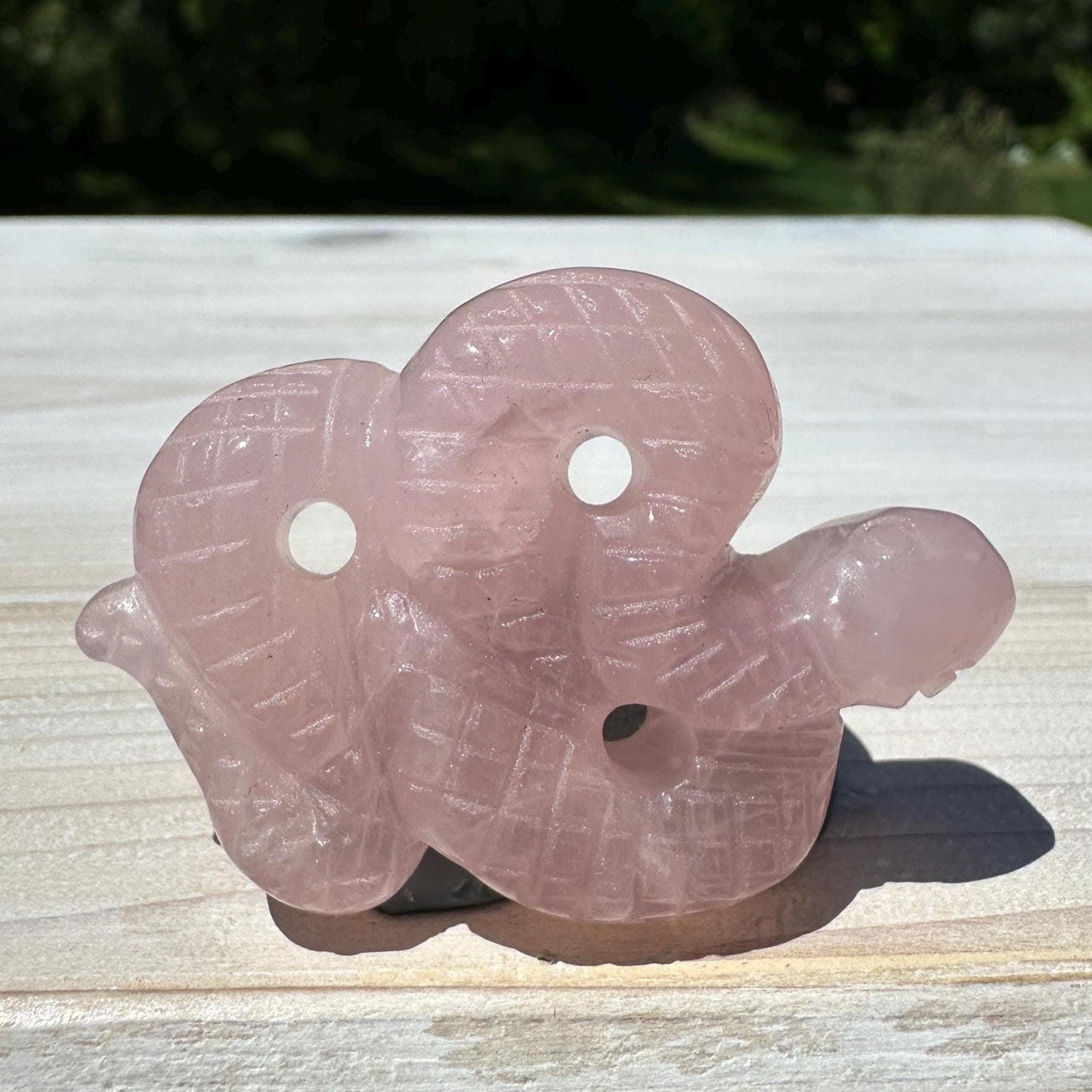 Gorgeous Rose Quartz Snake Carving - #1