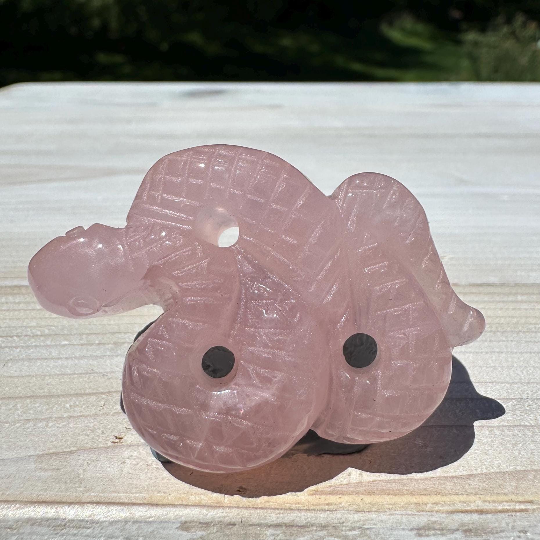 Gorgeous Rose Quartz Snake Carving - #1
