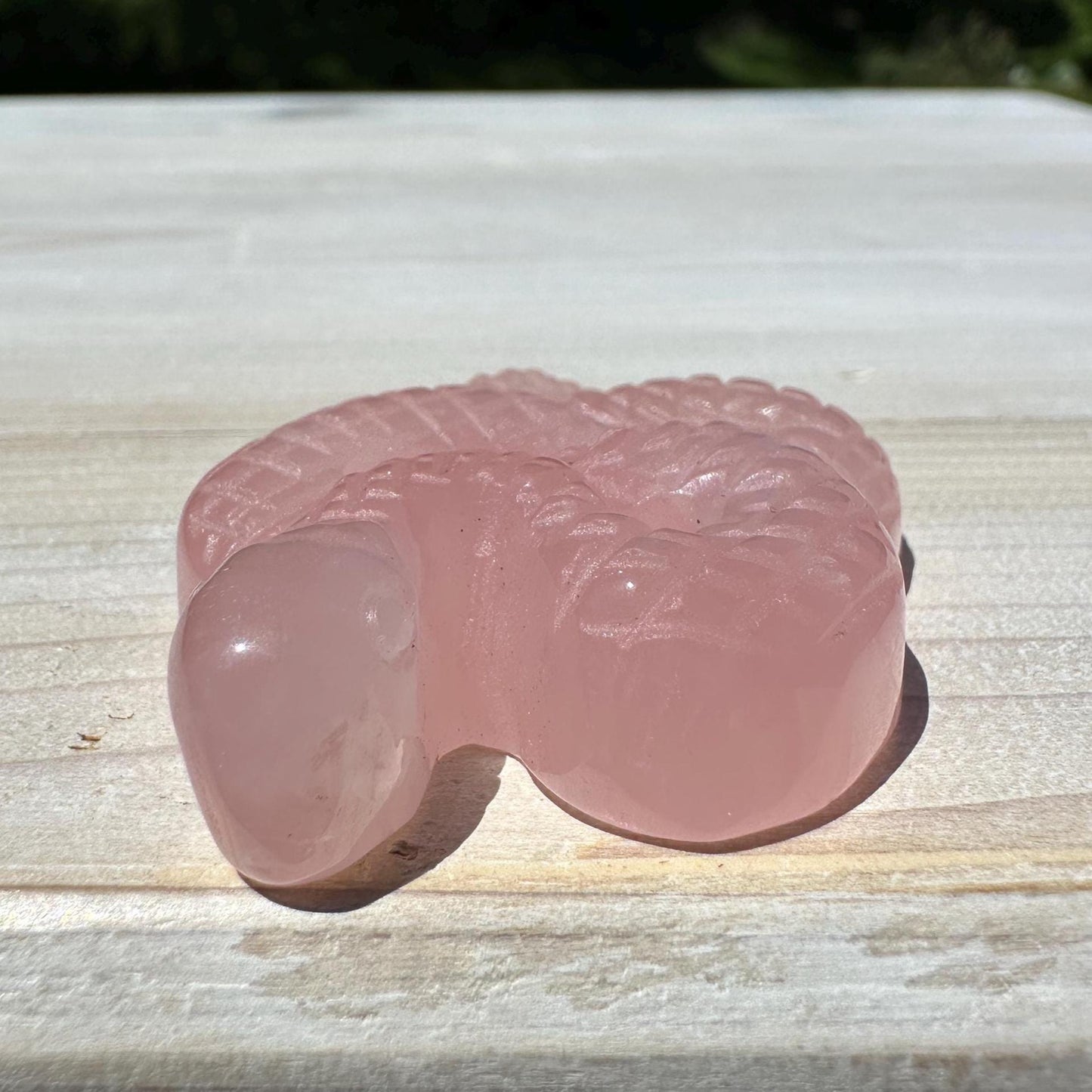 Gorgeous Rose Quartz Snake Carving - #1