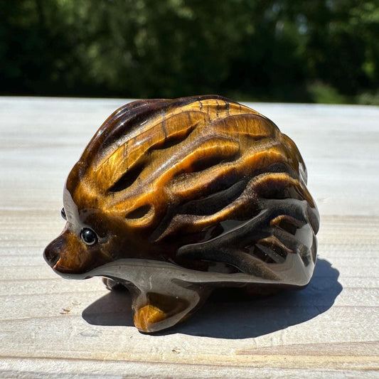 Cute Tiger Eye Hedgehog Carving - #1