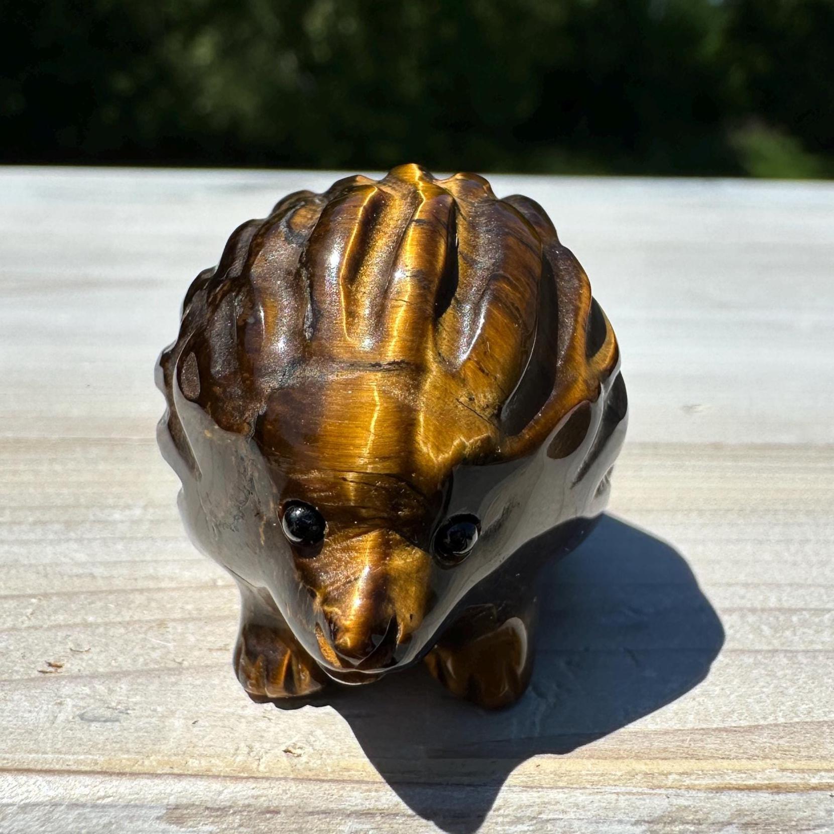 Cute Tiger Eye Hedgehog Carving - #1