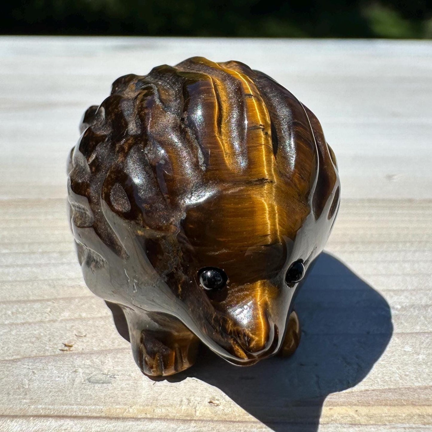 Cute Tiger Eye Hedgehog Carving - #1