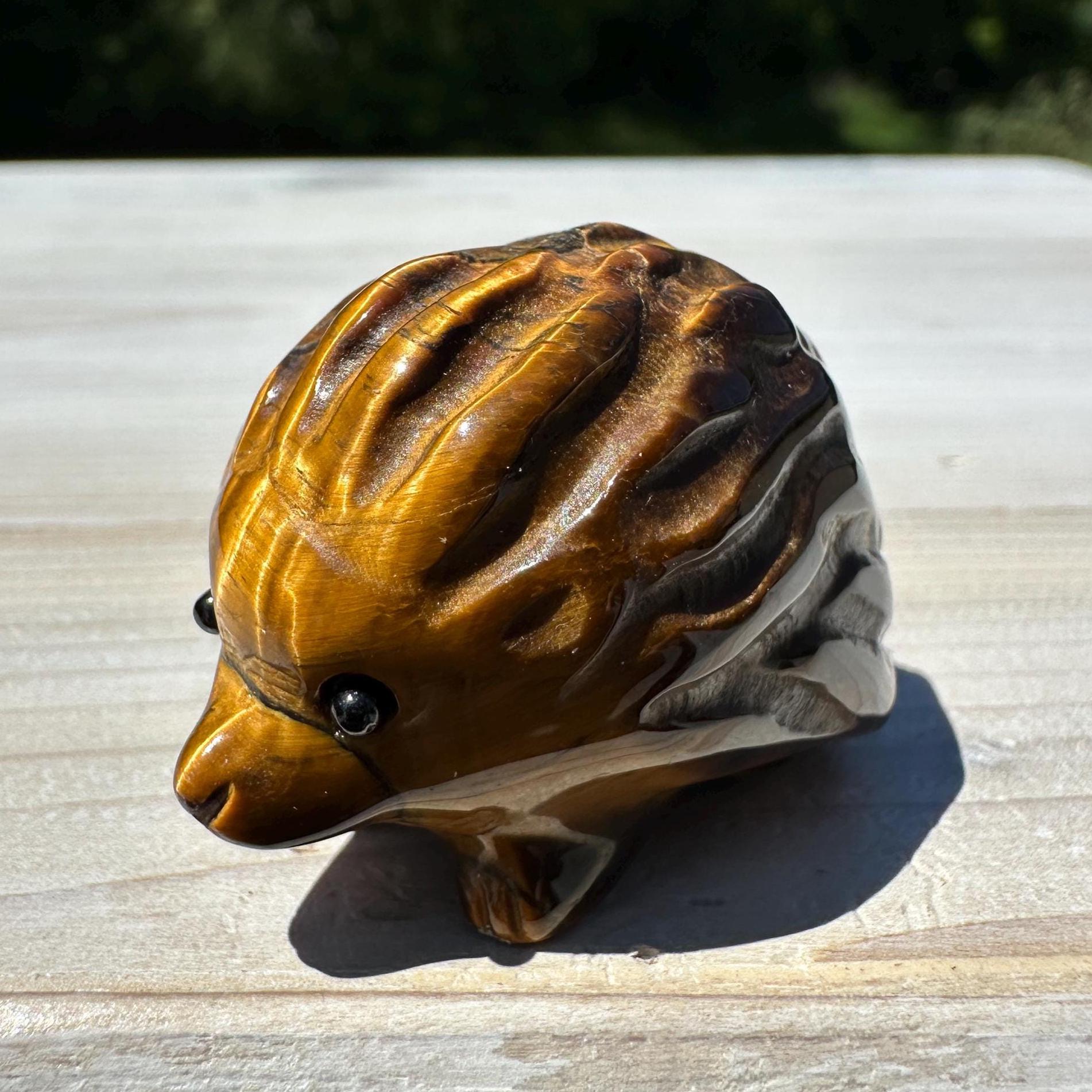 Cute Tiger Eye Hedgehog Carving - #2