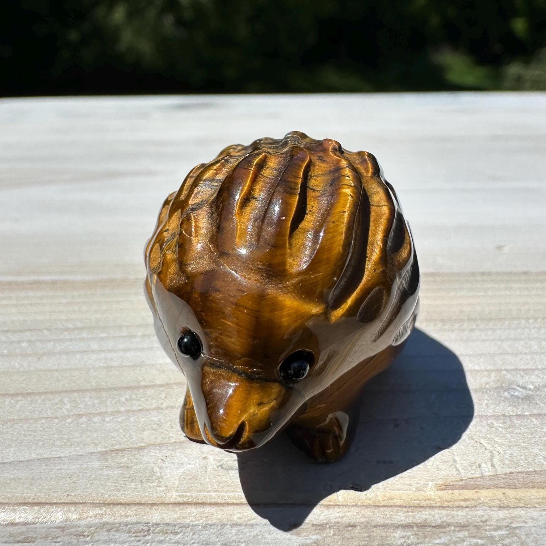 Cute Tiger Eye Hedgehog Carving - #2