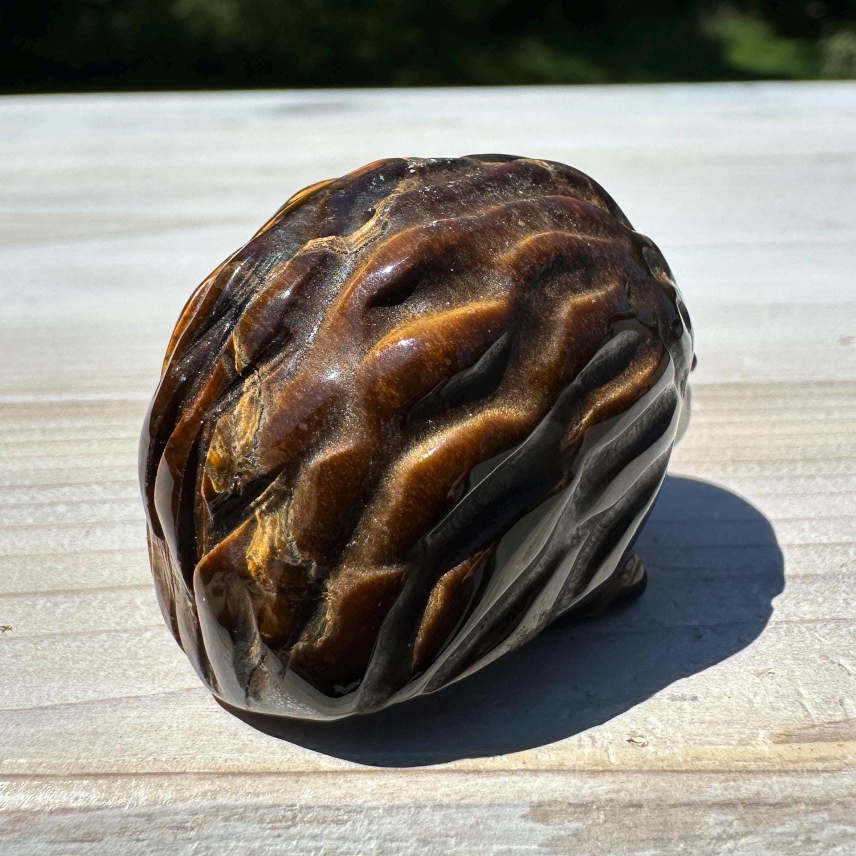 Cute Tiger Eye Hedgehog Carving - #2